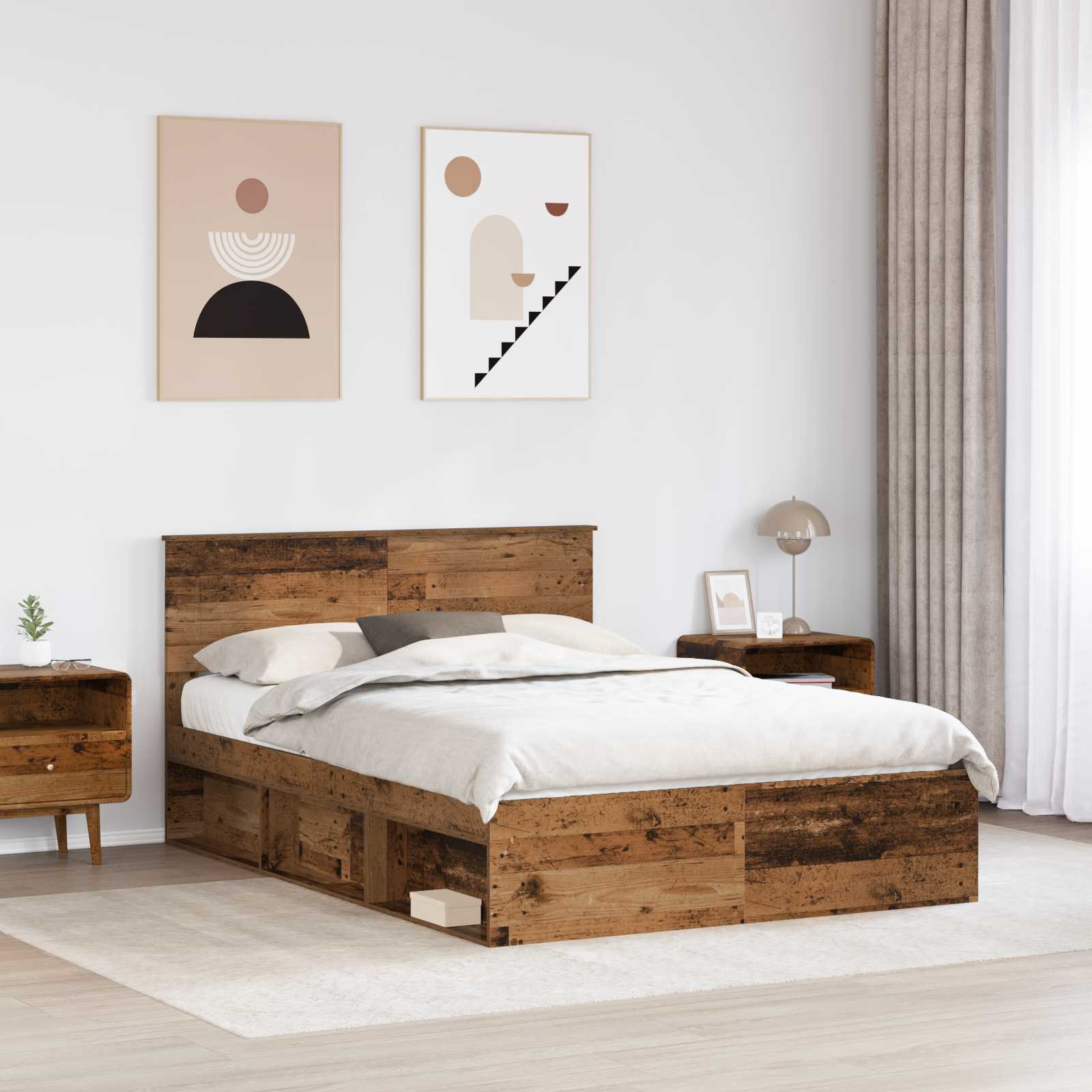 Krevetna konstrukcija Staro drvo 150 x 200 cm Konstruirano drvo