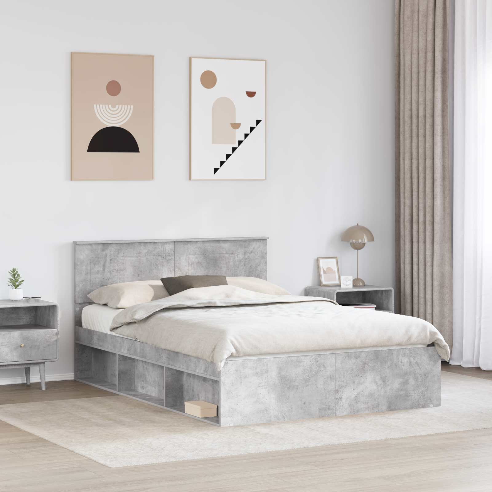 Krevetna konstrukcija Beton 140 x 190 cm Konstruirano drvo