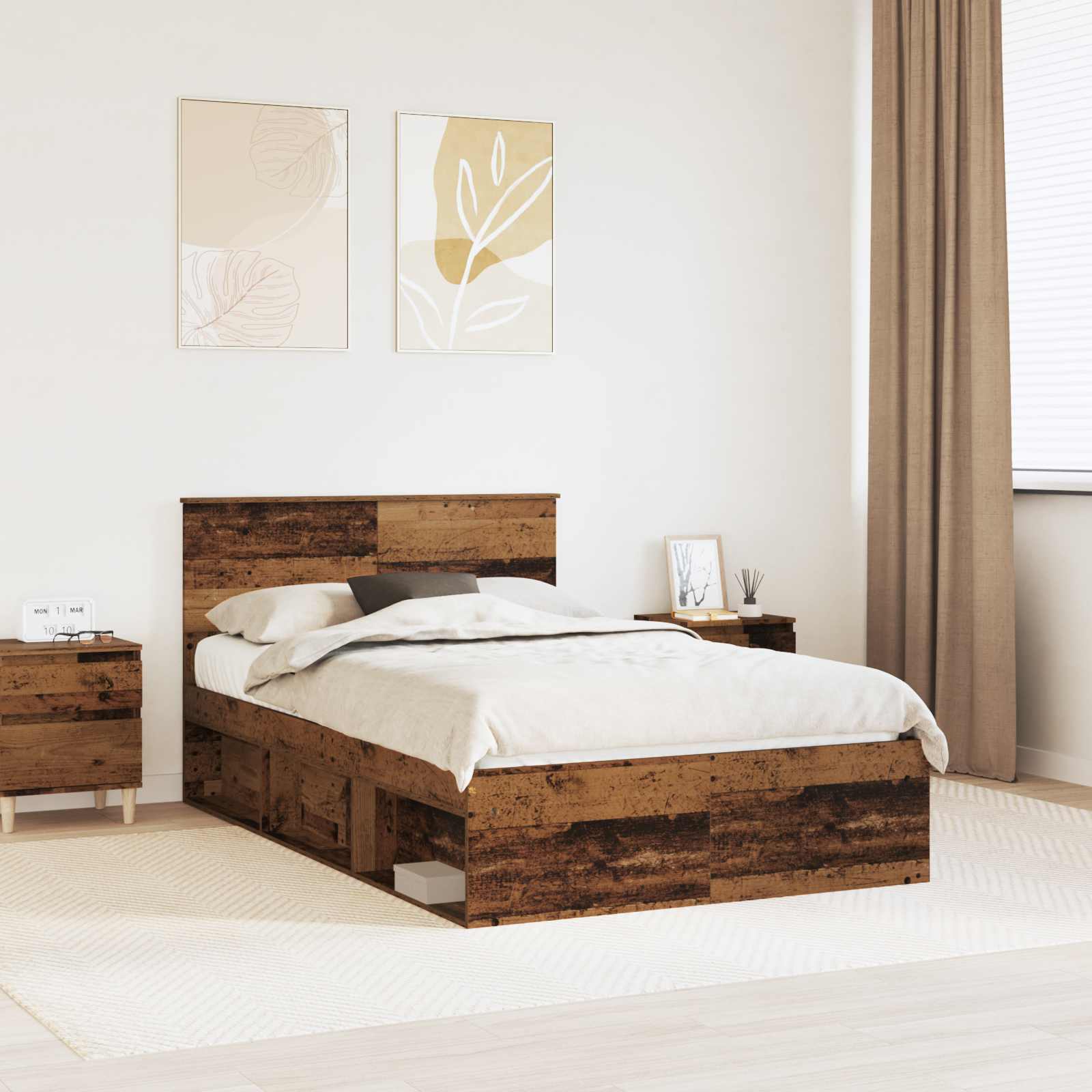 Krevetna konstrukcija Staro drvo 135 x 190 cm Konstruirano drvo