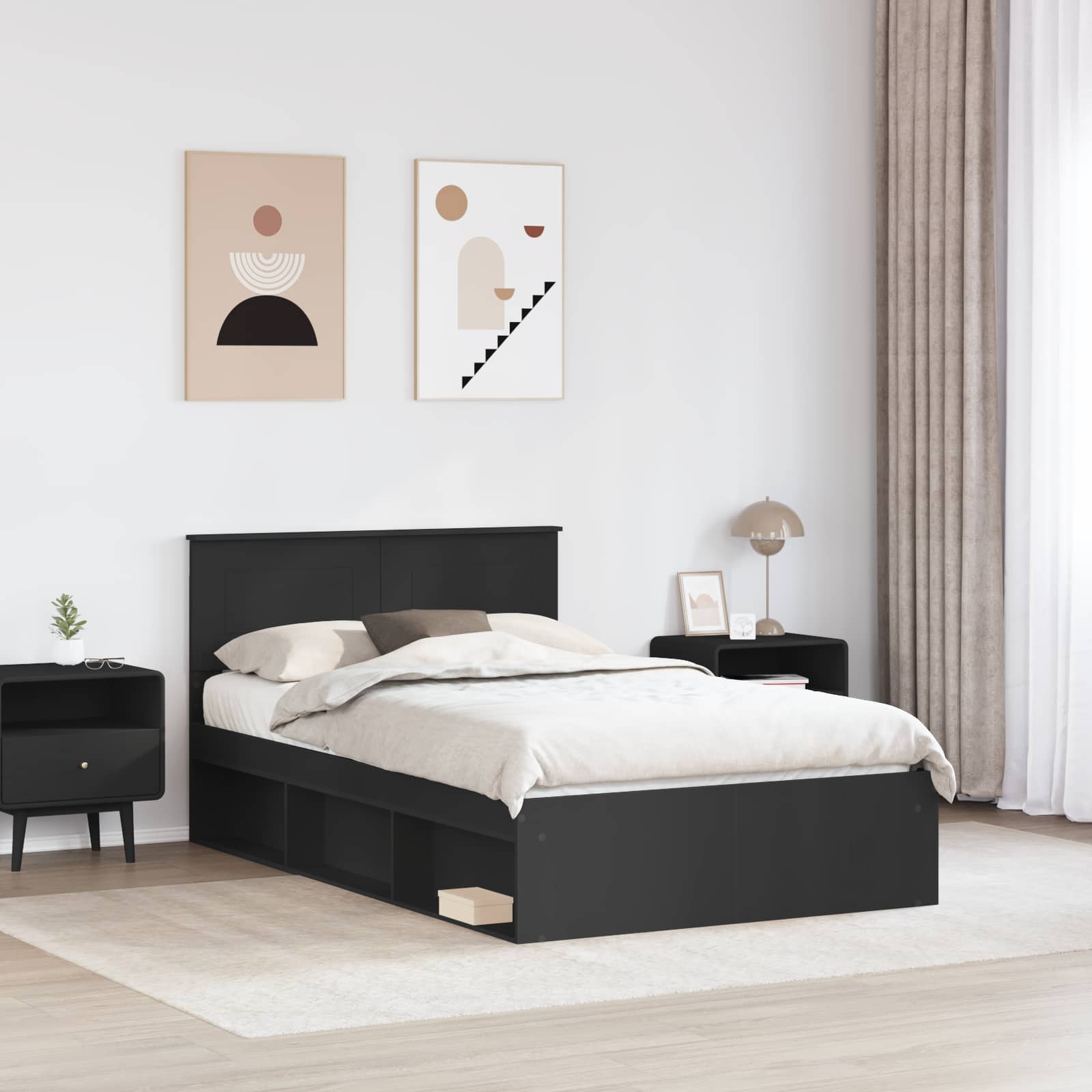 Krevetna konstrukcija Crna 120 x 190 cm Konstruirano drvo