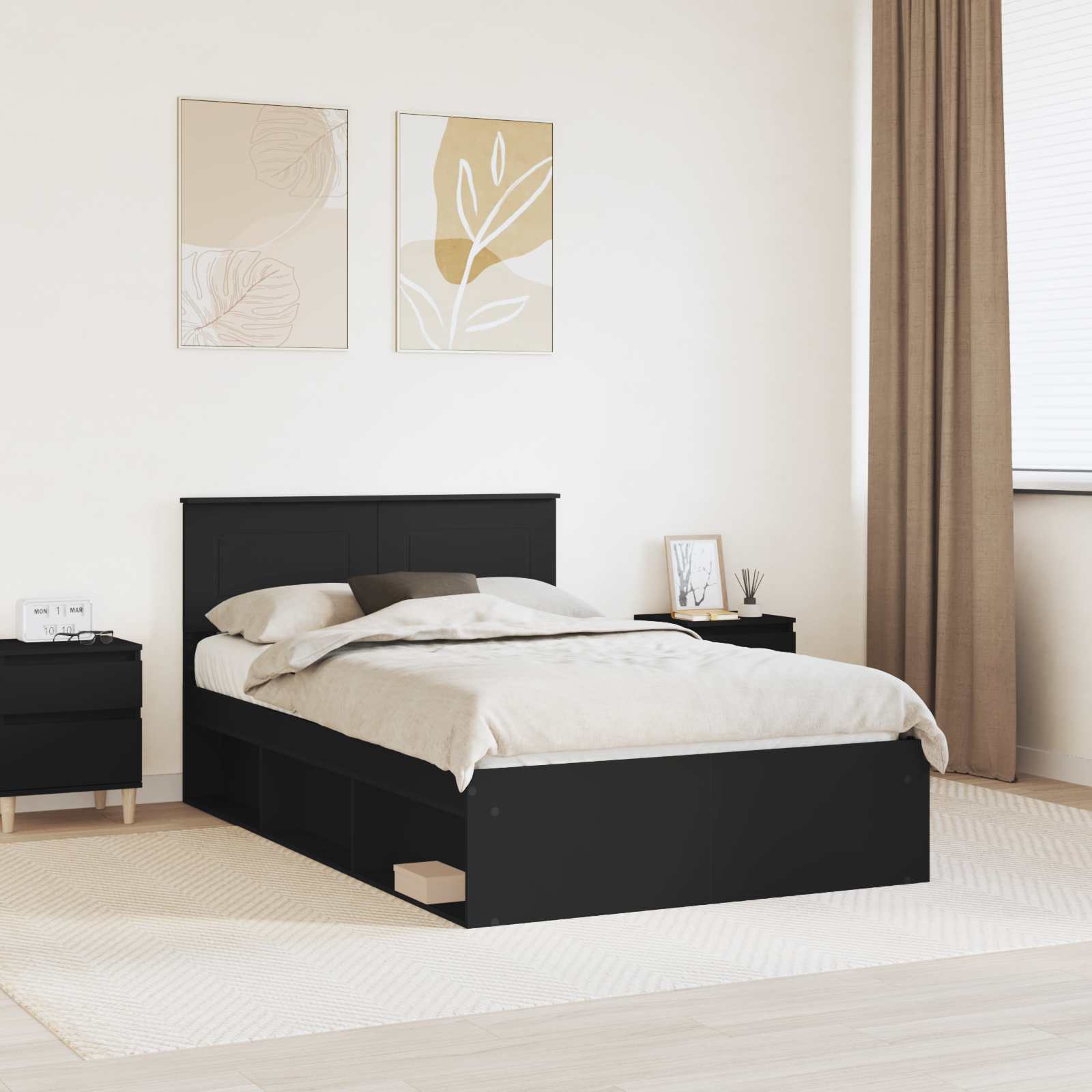 Krevetna konstrukcija Crna 120 x 200 cm Konstruirano drvo