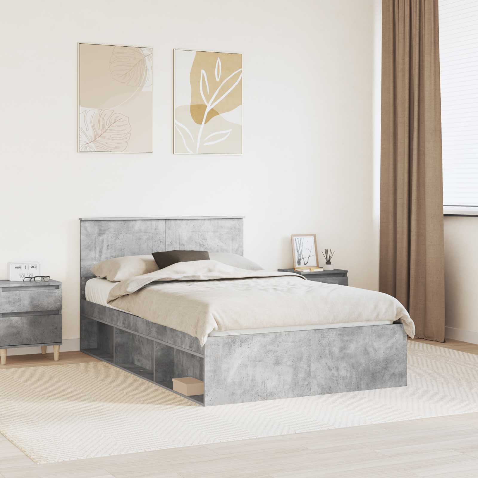 Krevetna konstrukcija Beton 120 x 200 cm Konstruirano drvo