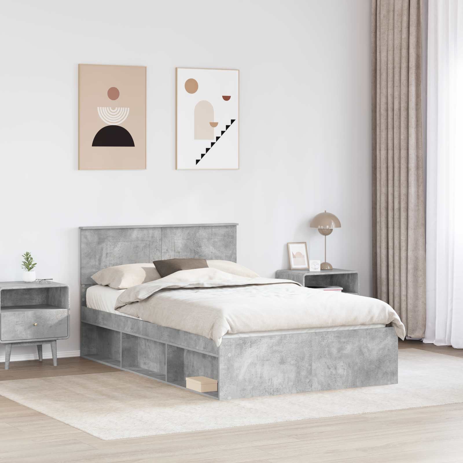 Krevetna konstrukcija Beton 120 x 200 cm Konstruirano drvo