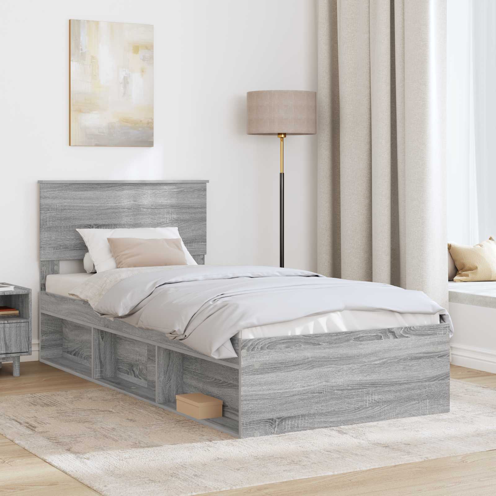Krevetna konstrukcija Siva Sonoma 75 x 190 cm Konstruirano drvo