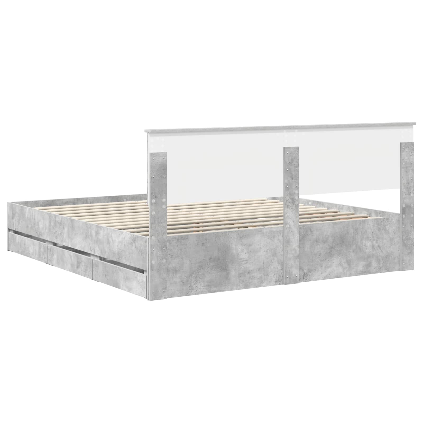 Krevetna konstrukcija s ladicama Betonski sivi 200 x 200 cm