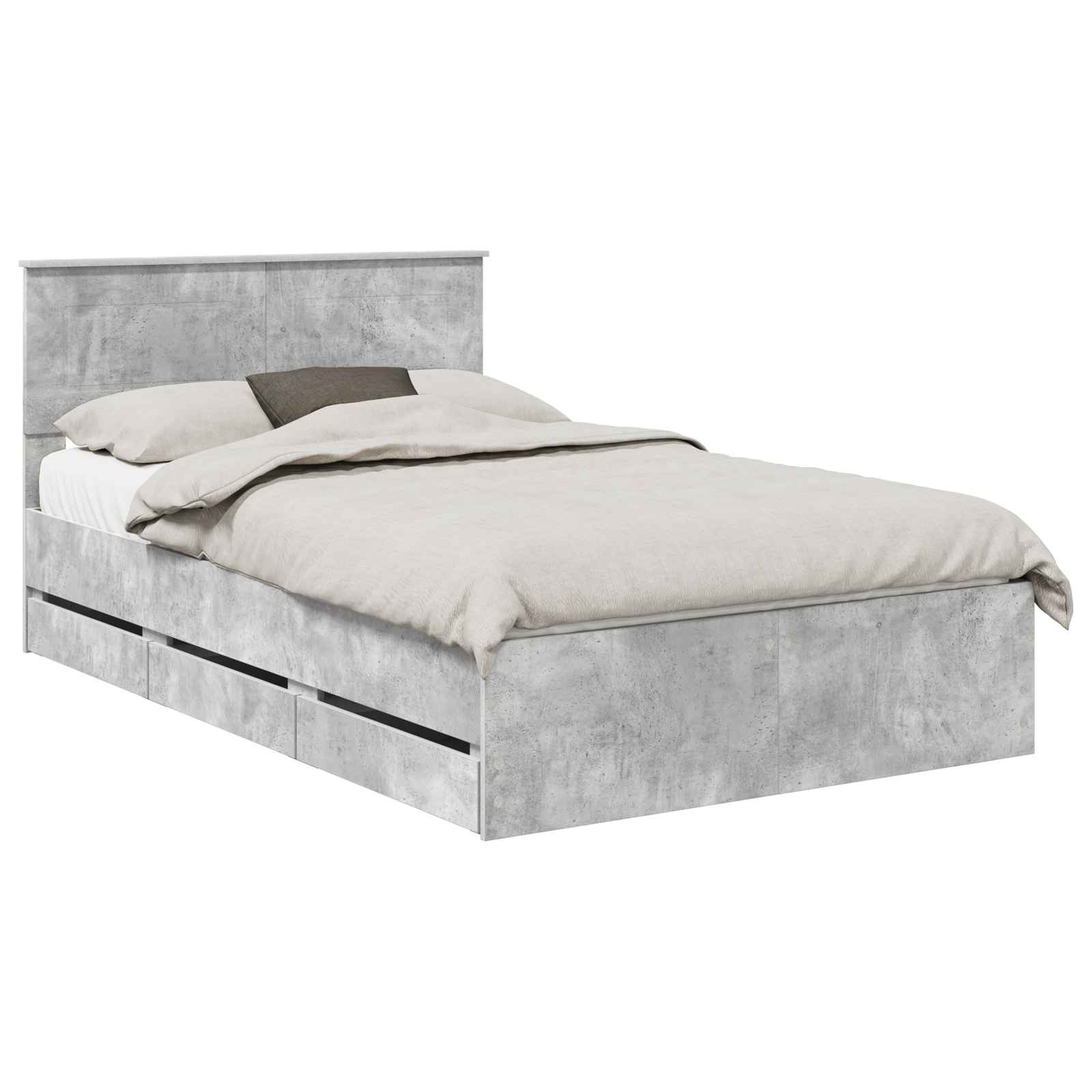 Krevetna konstrukcija s ladicama Betonski sivi 135 x 190 cm