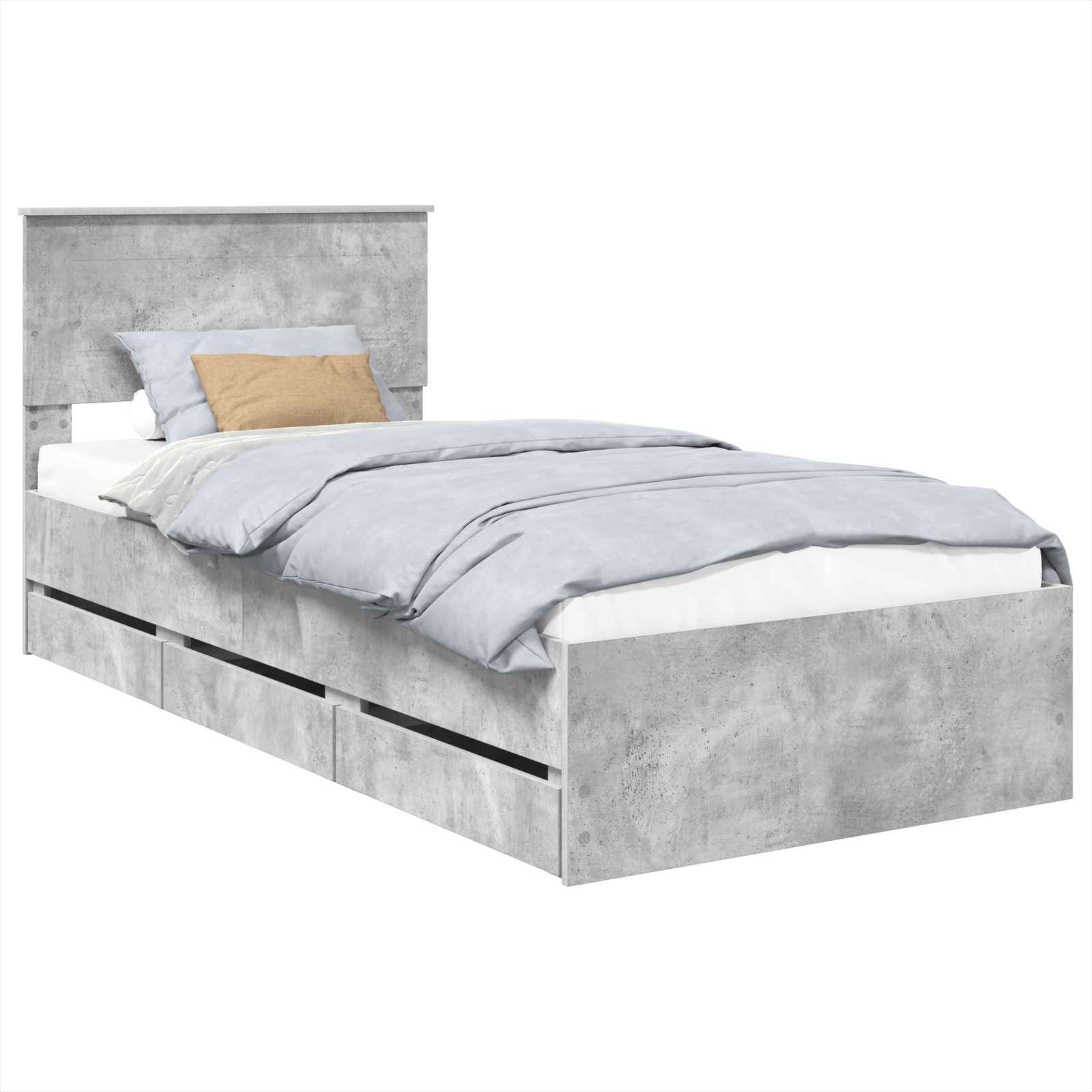 Krevetna konstrukcija s ladicama Betonski sivi 75 x 190 cm
