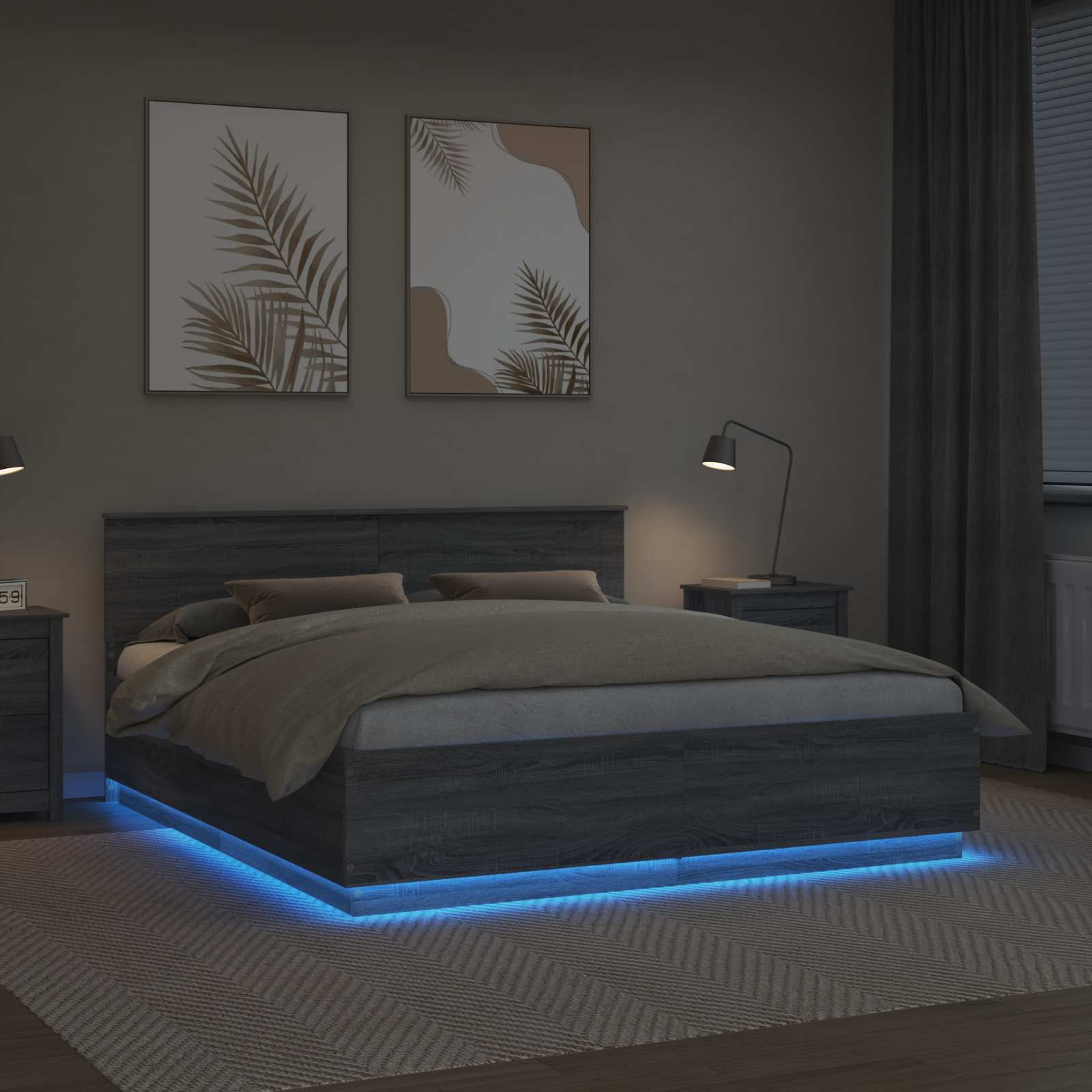Krevetna konstrukcija S LED lampica Siva Sonoma 180 x 200 cm