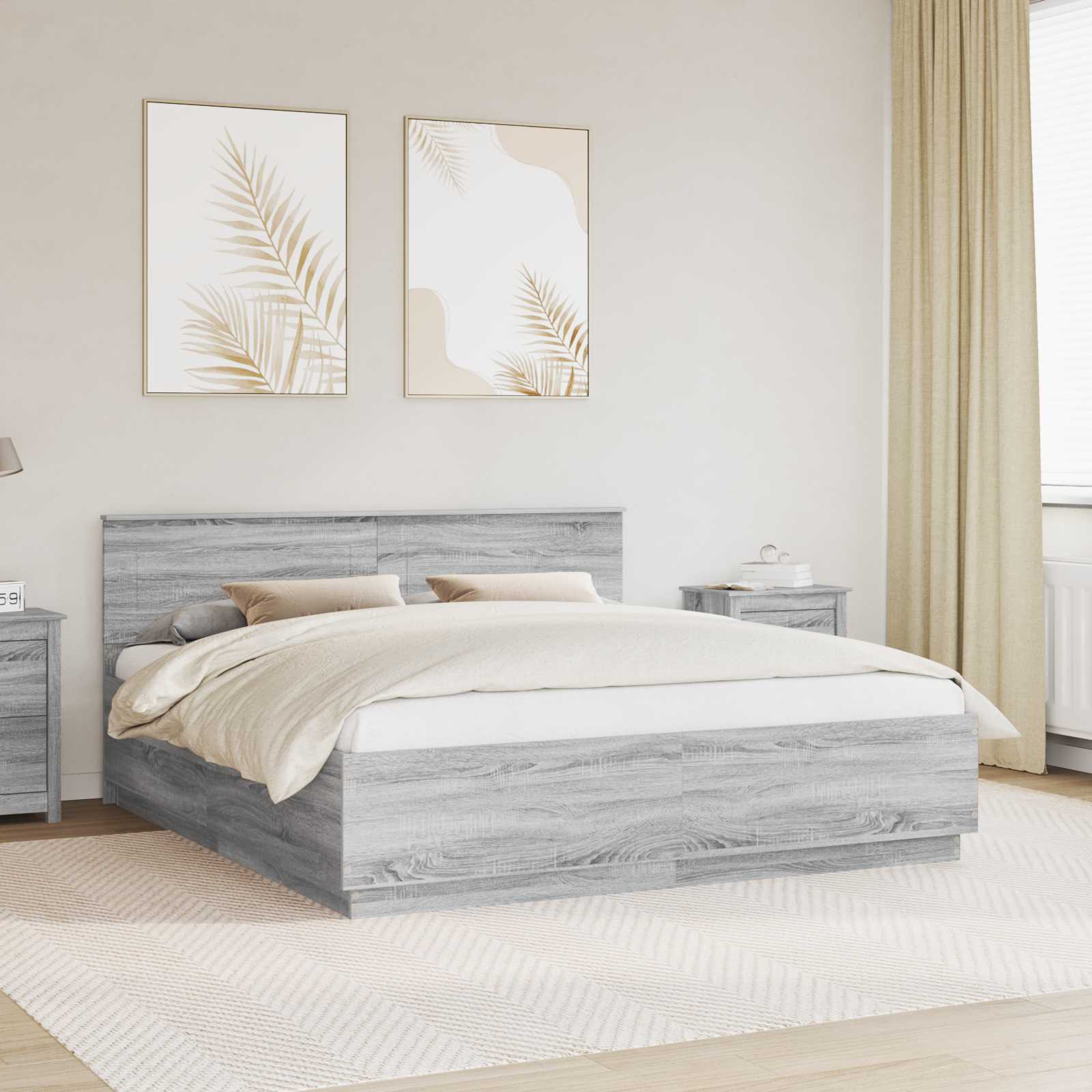 Krevetna konstrukcija S LED lampica Siva Sonoma 180 x 200 cm