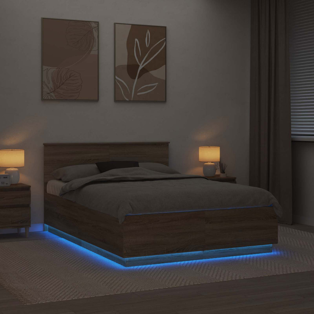 Krevetna konstrukcija S LED lampica Sonoma hrast 160 x 200 cm