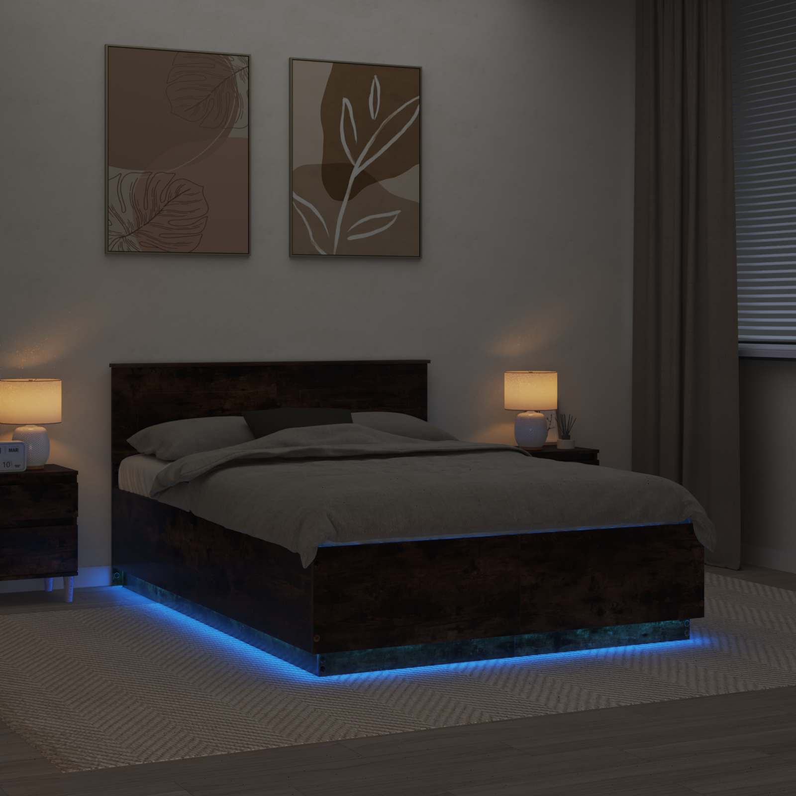 Krevetna konstrukcija S LED lampica Dimljeni hrast 160 x 200 cm