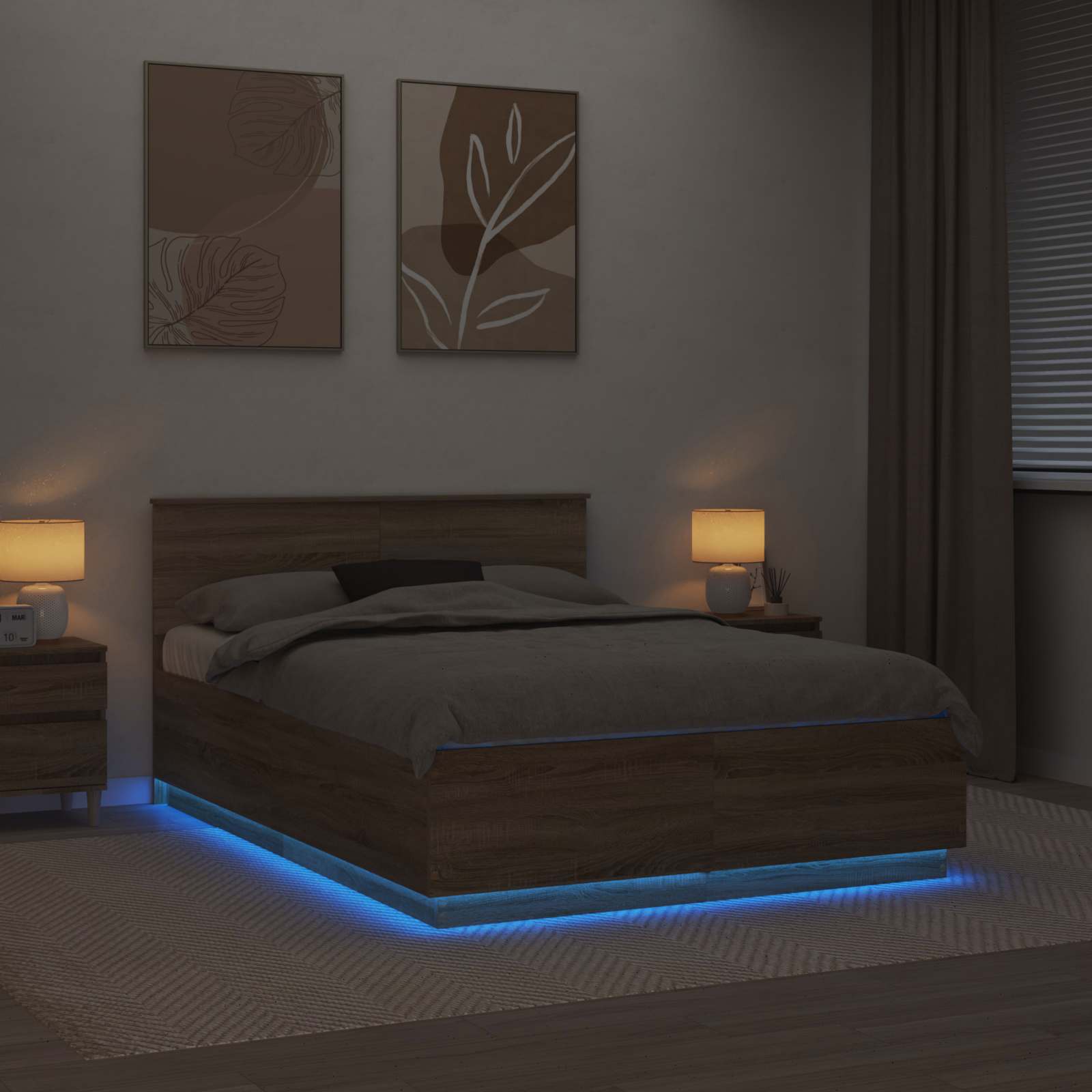 Krevetna konstrukcija S LED lampica Sonoma hrast 150 x 200 cm