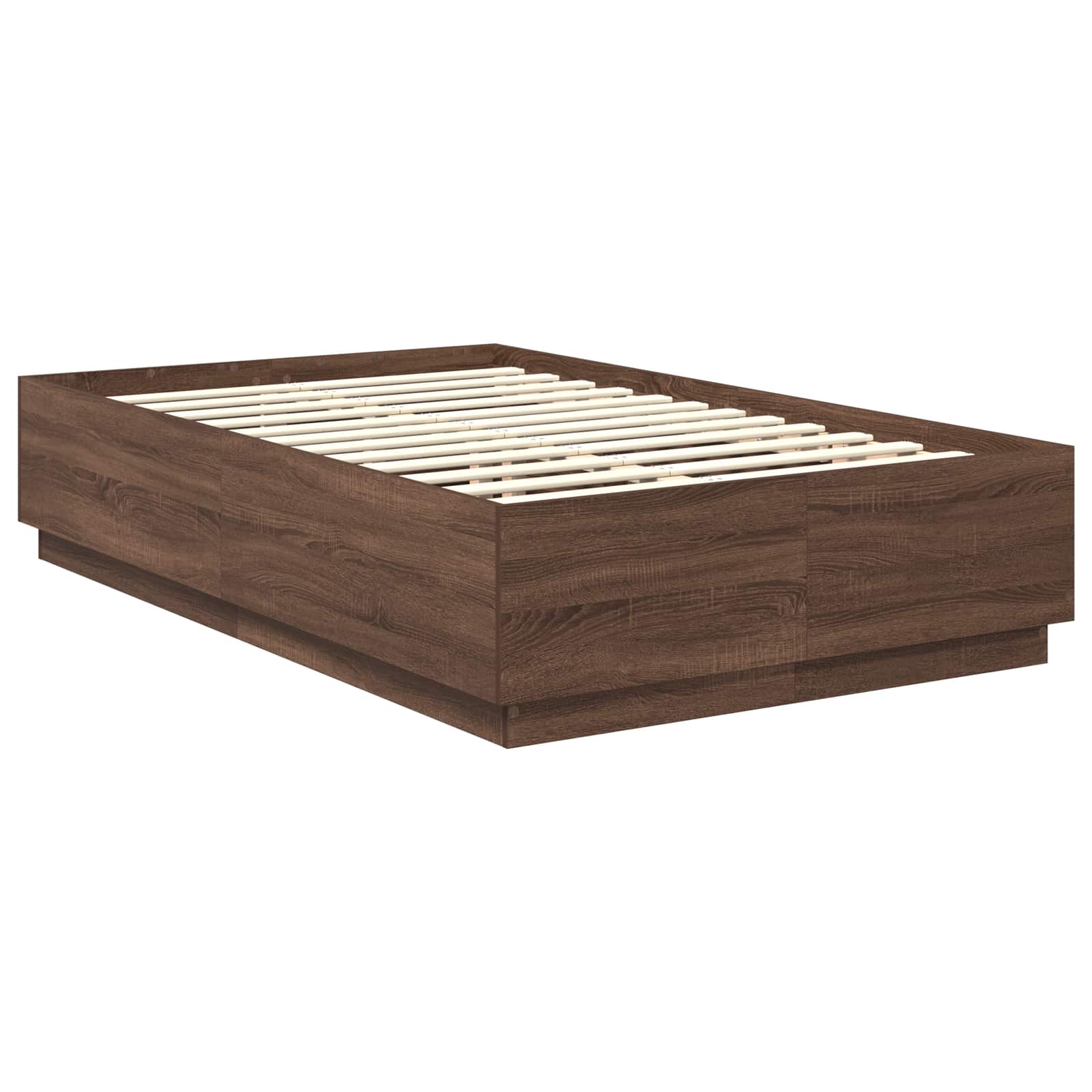 Krevetna konstrukcija s LED trakama Smeđi hrast 135 x 190 cm
