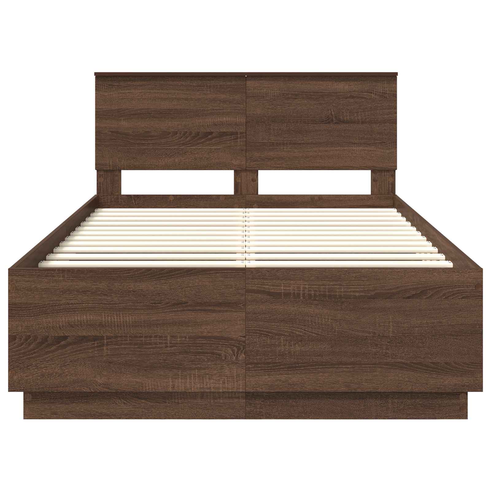 Krevetna konstrukcija s LED trakama Smeđi hrast 135 x 190 cm