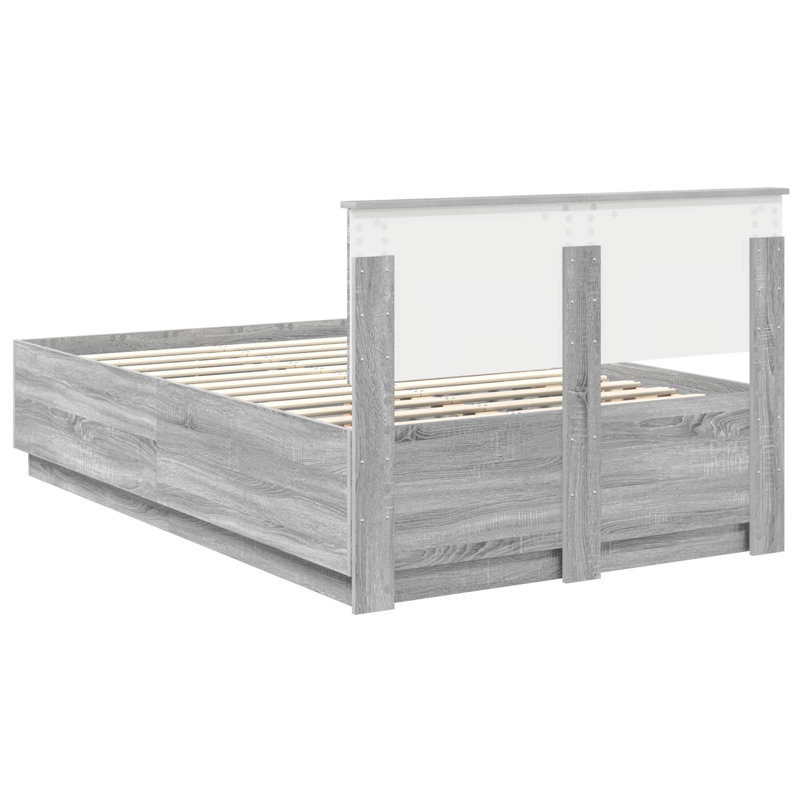 Krevetna konstrukcija S LED lampica Siva Sonoma 120 x 190 cm