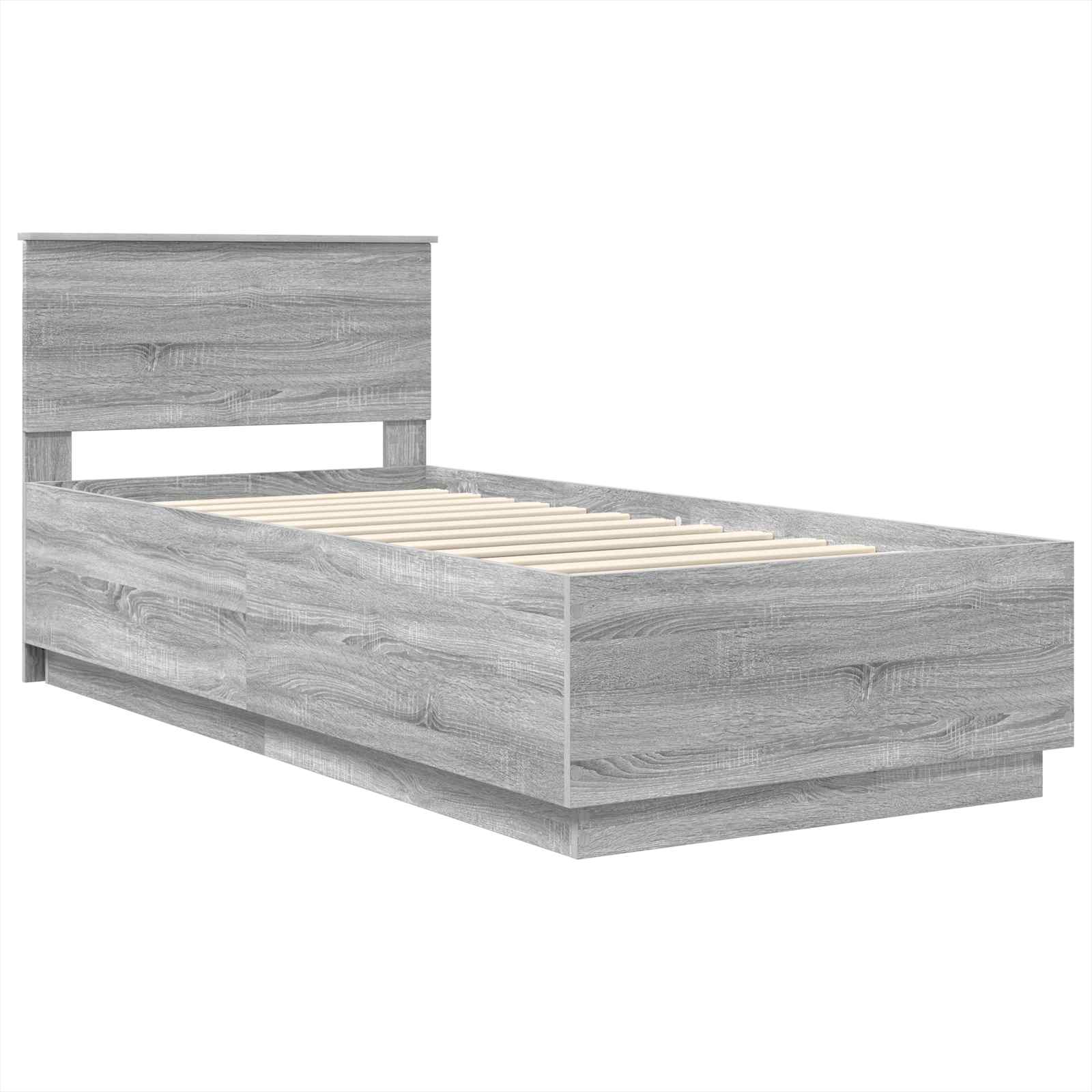 Krevetna konstrukcija s LED trakama Siva Sonoma 100 x 200 cm