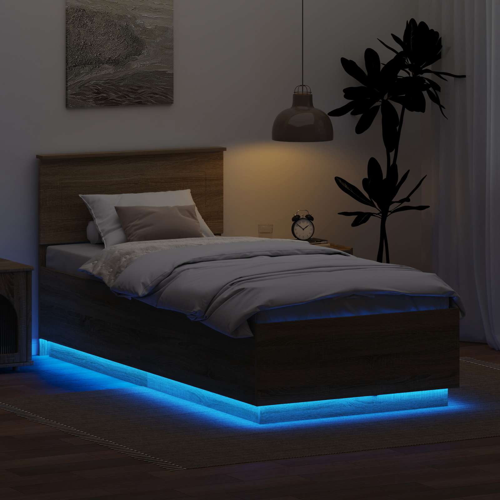 Krevetna konstrukcija s LED trakama Sonoma hrast 70 x 190 cm