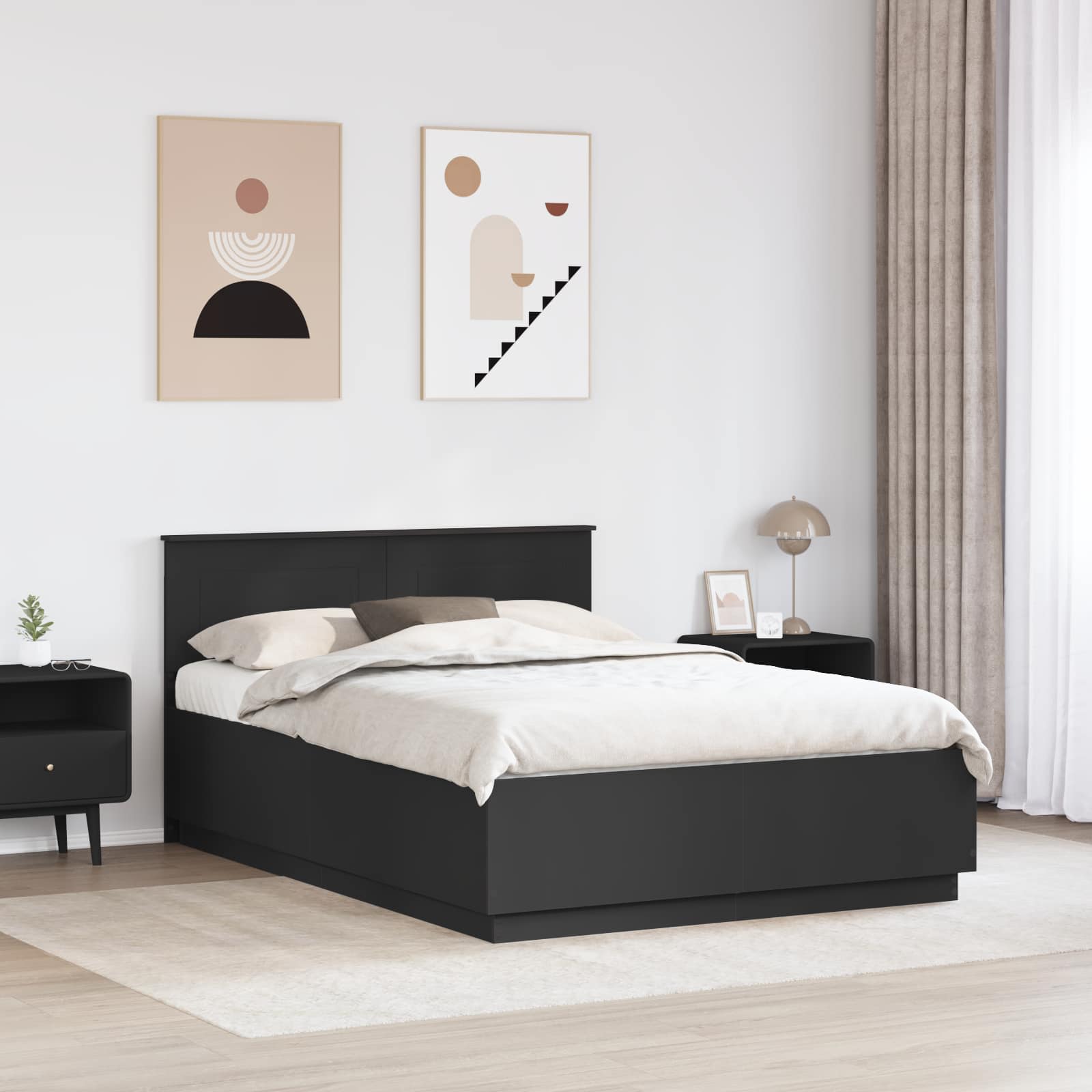 Krevetna konstrukcija Crna 150 x 200 cm Konstruirano drvo