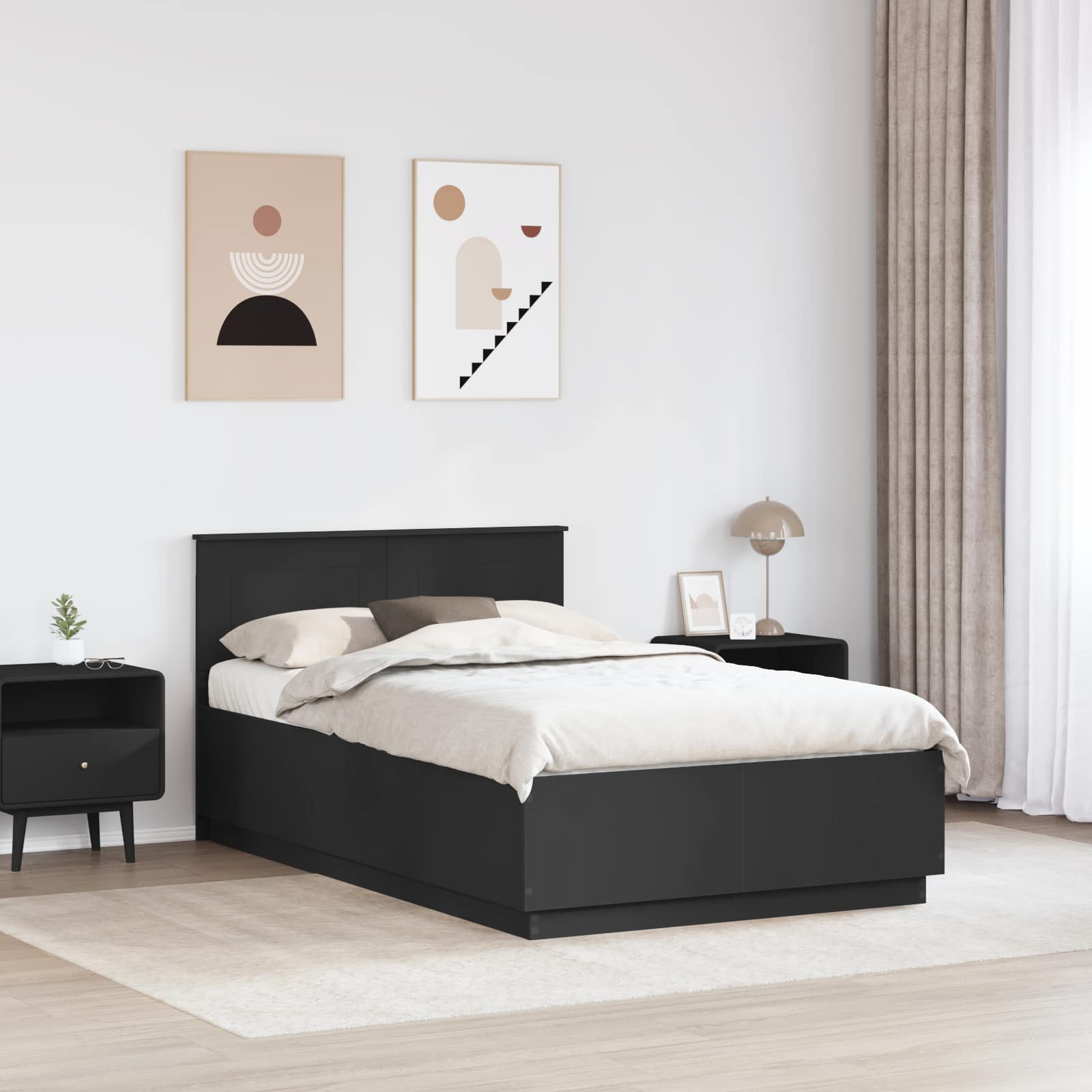 Krevetna konstrukcija Crna 120 x 190 cm Konstruirano drvo