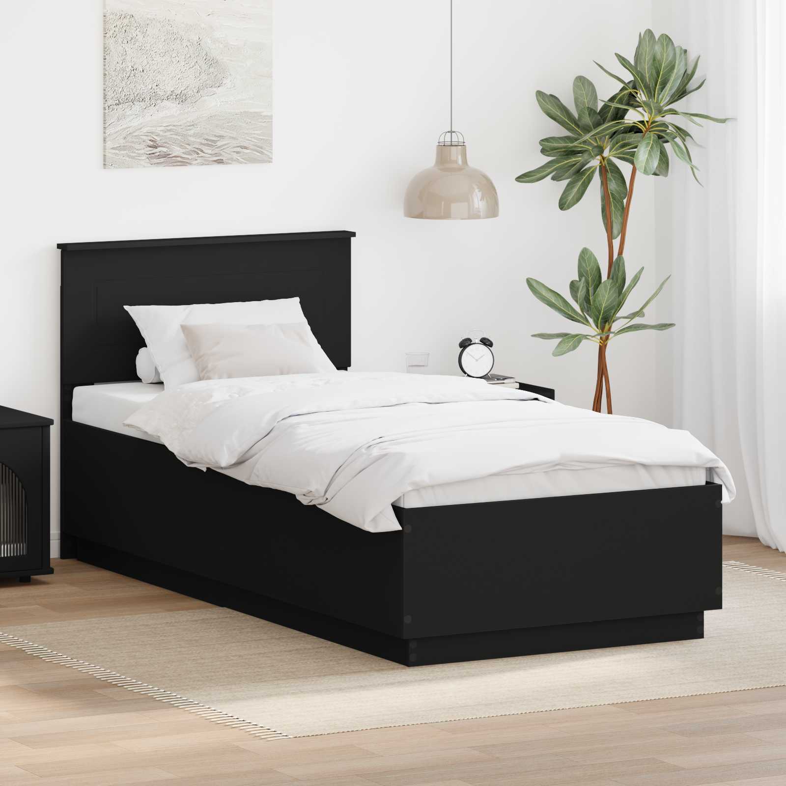 Krevetna konstrukcija Crna 90 x 200 cm Konstruirano drvo