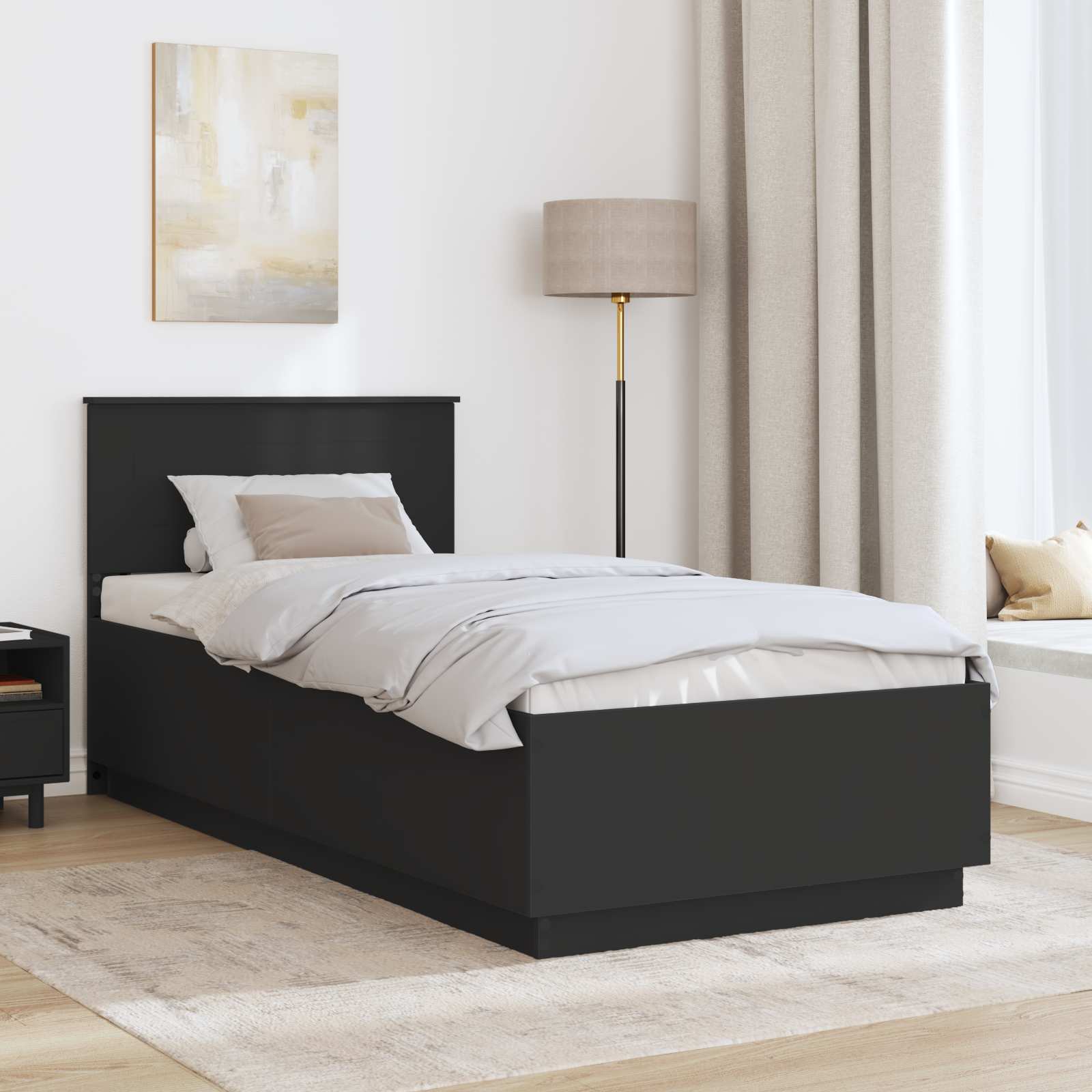 Krevetna konstrukcija Crna 90 x 200 cm Konstruirano drvo