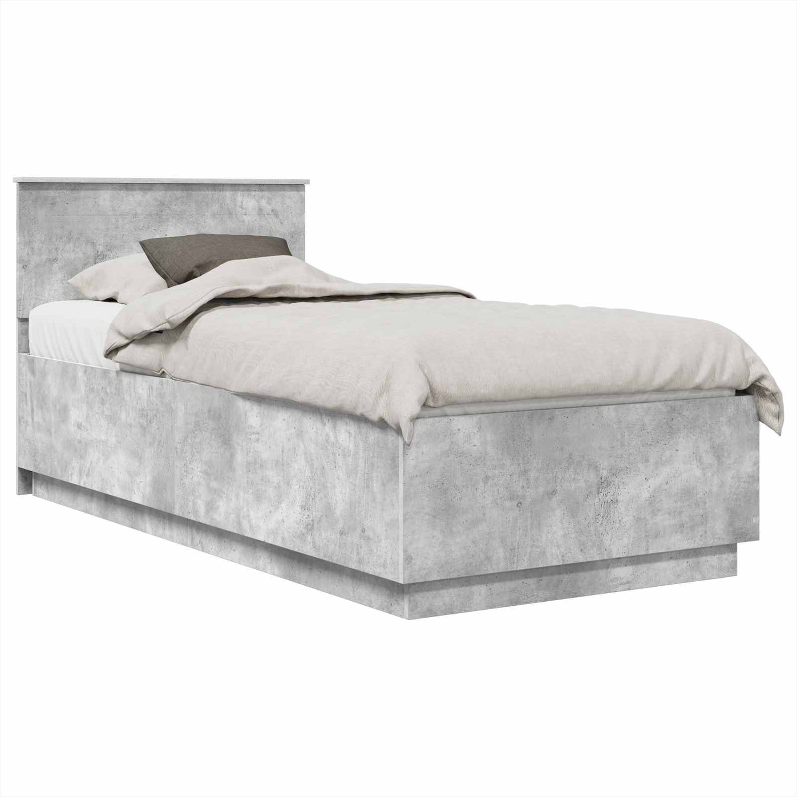 Krevetna konstrukcija s uzglavljem Betonska siva 90 x 200 cm