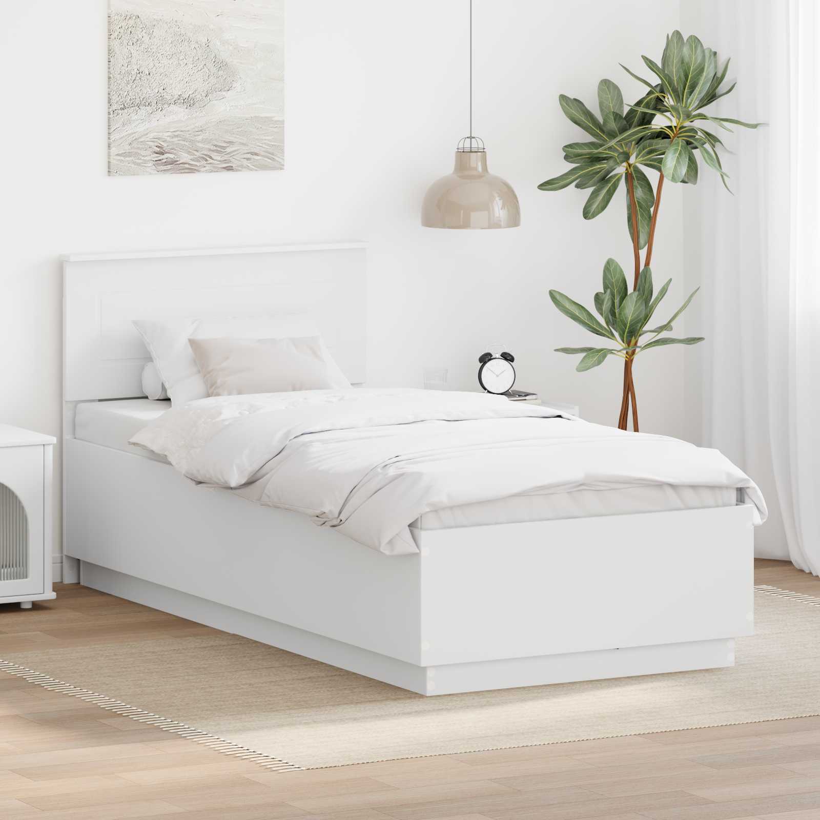 Krevetna konstrukcija Bijela 75 x 190 cm Konstruirano drvo