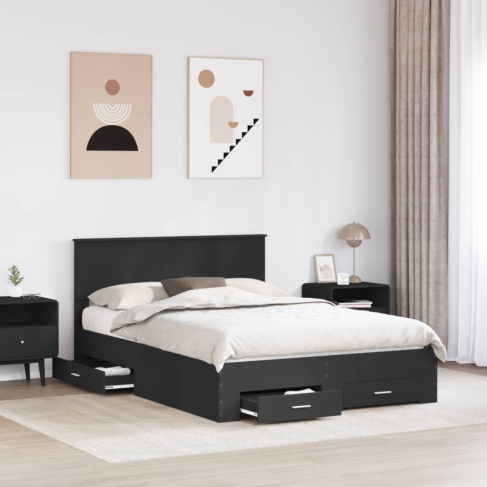 Krevetna konstrukcija Crna 140 x 190 cm Konstruirano drvo