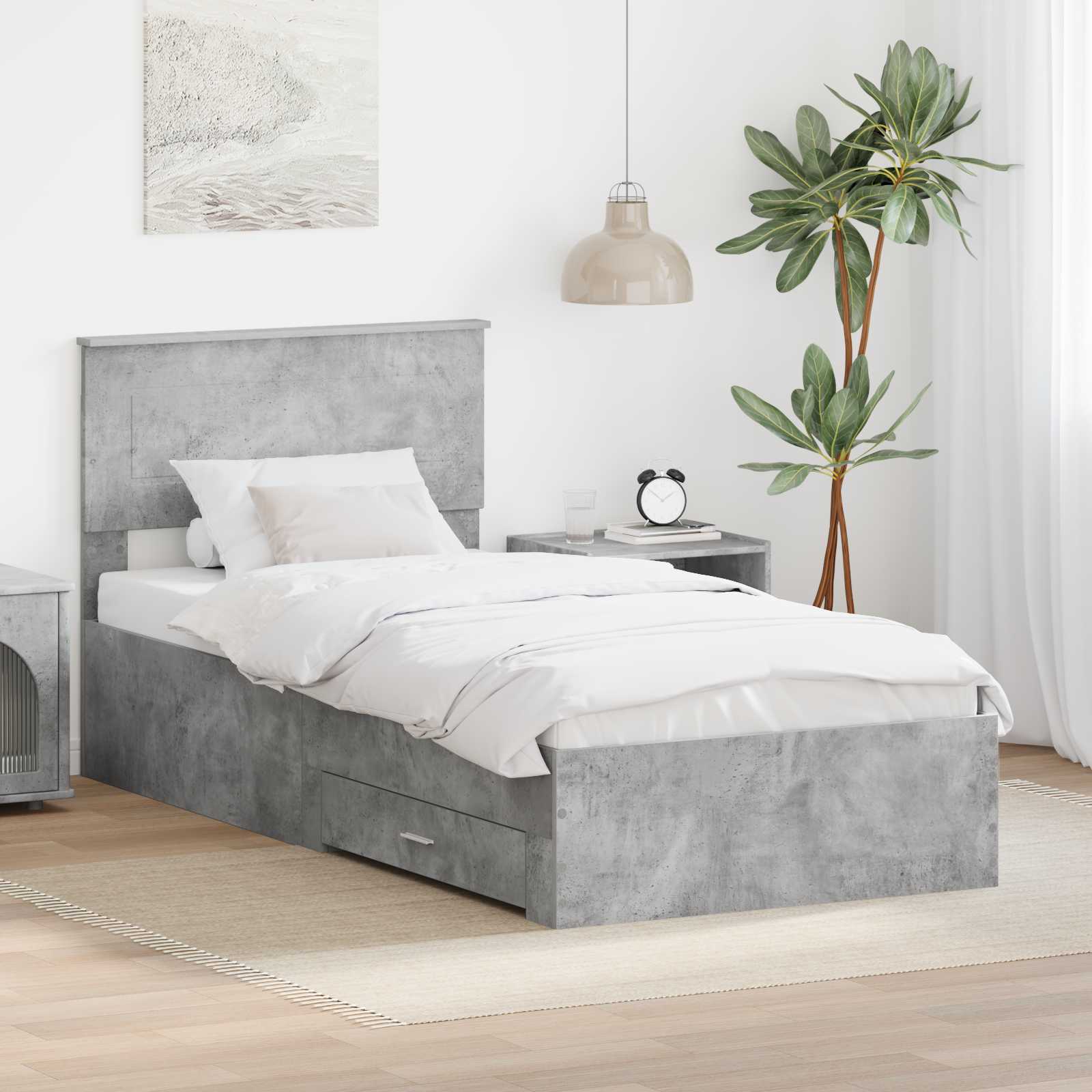 Krevetna konstrukcija Betonski sivi i srebrna 75 x 190 cm