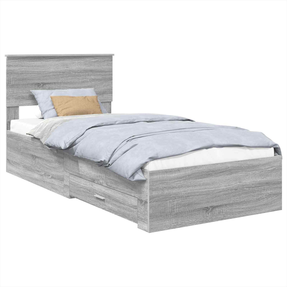 Krevetna konstrukcija Sivi Sonoma i srebrna 75 x 190 cm