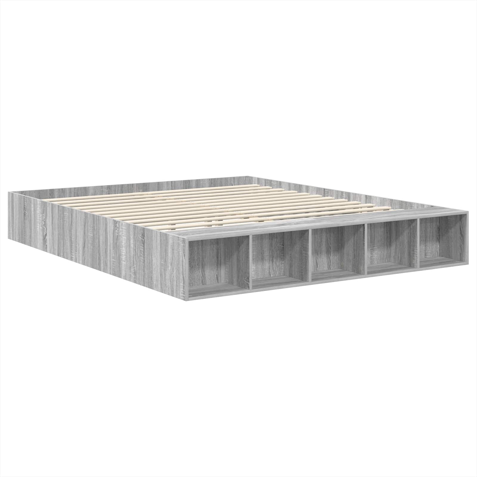 Krevetna konstrukcija s policom Siva Sonoma 200 x 200 cm
