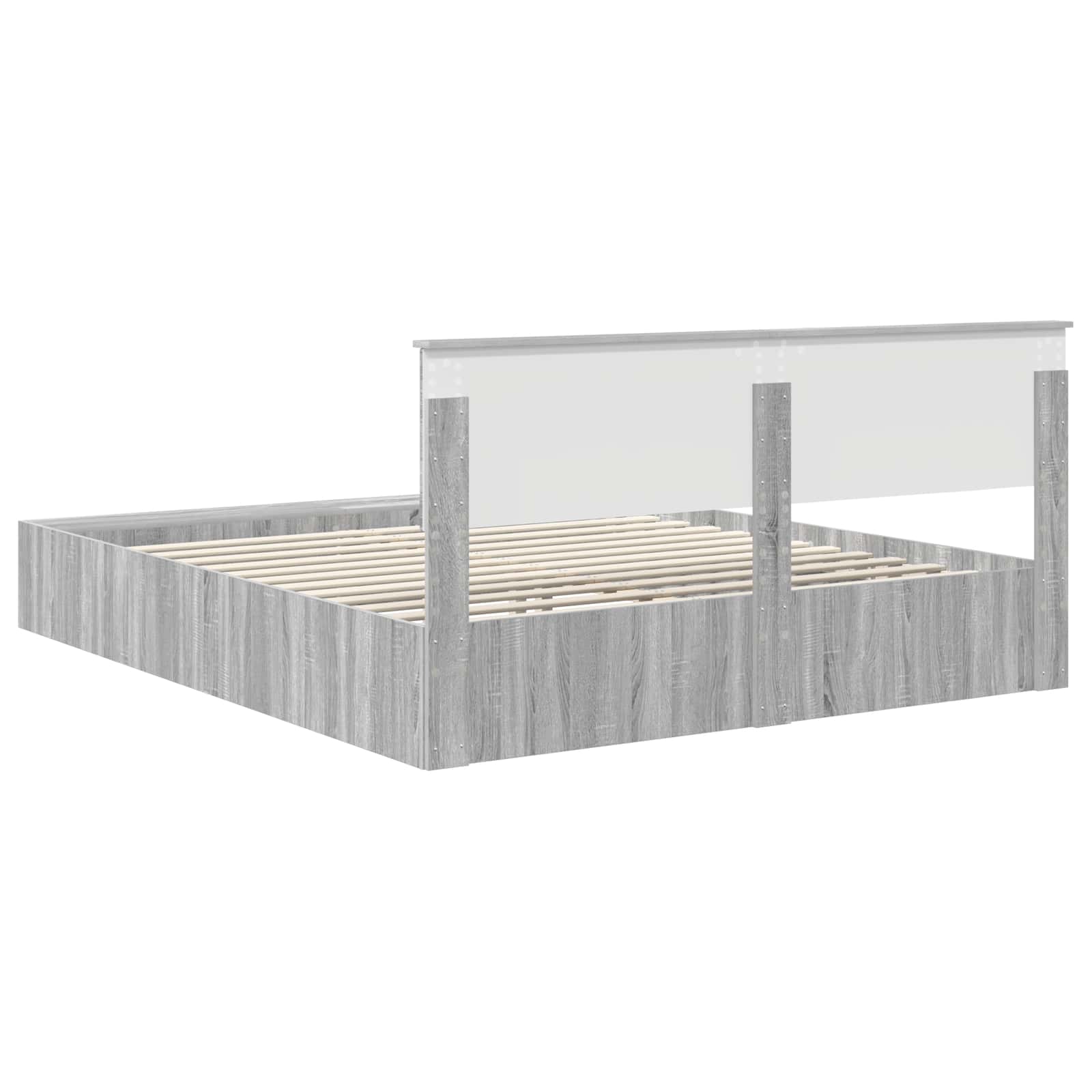Krevetna konstrukcija s policom Siva Sonoma 200 x 200 cm