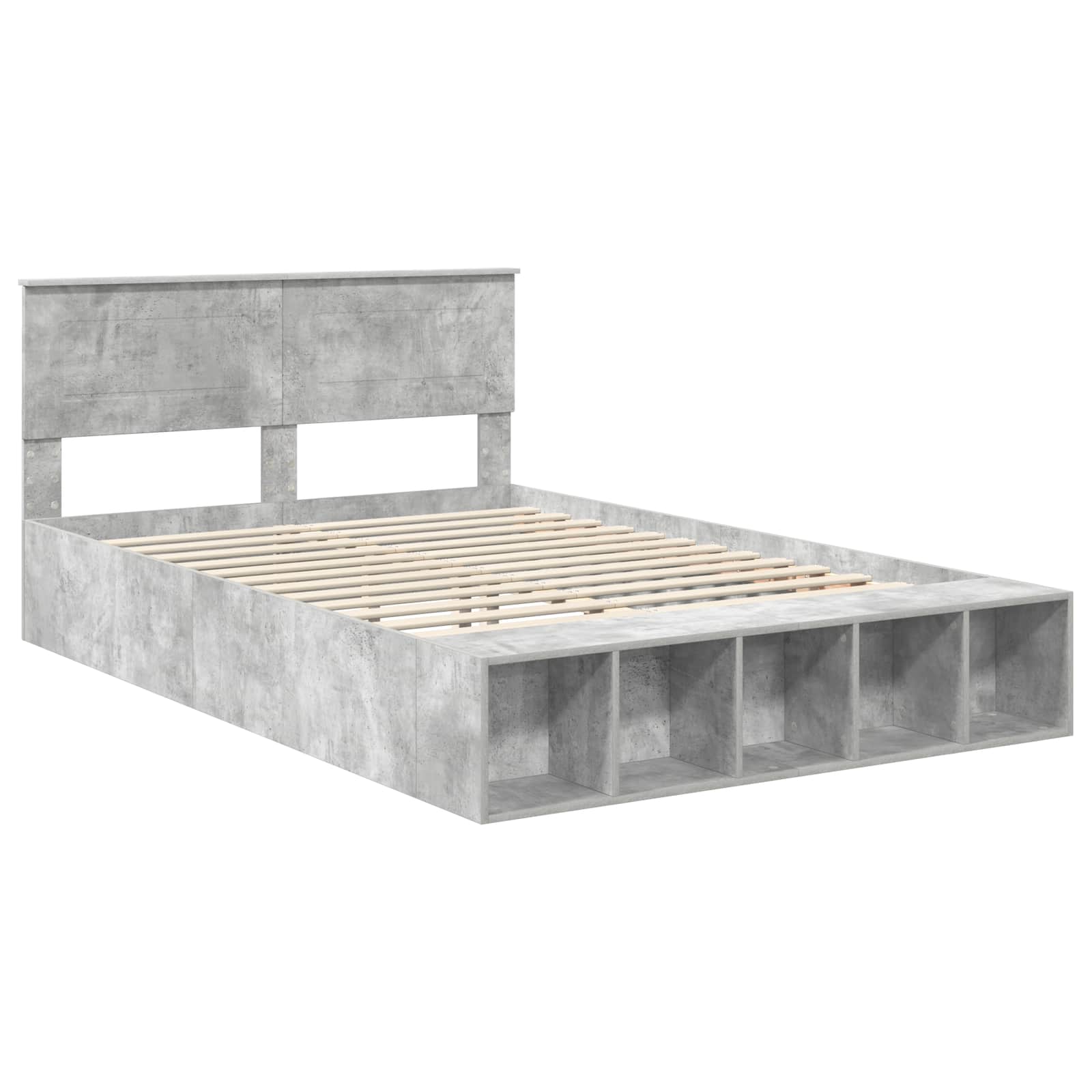 Krevetna konstrukcija s policom Betonski sivi 150 x 200 cm