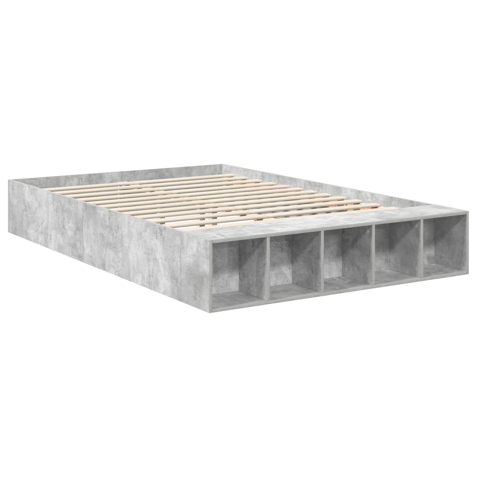 Krevetna konstrukcija s policom Betonski sivi 150 x 200 cm