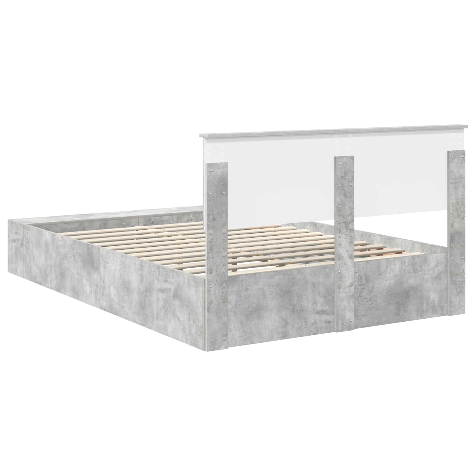 Krevetna konstrukcija s policom Betonski sivi 150 x 200 cm