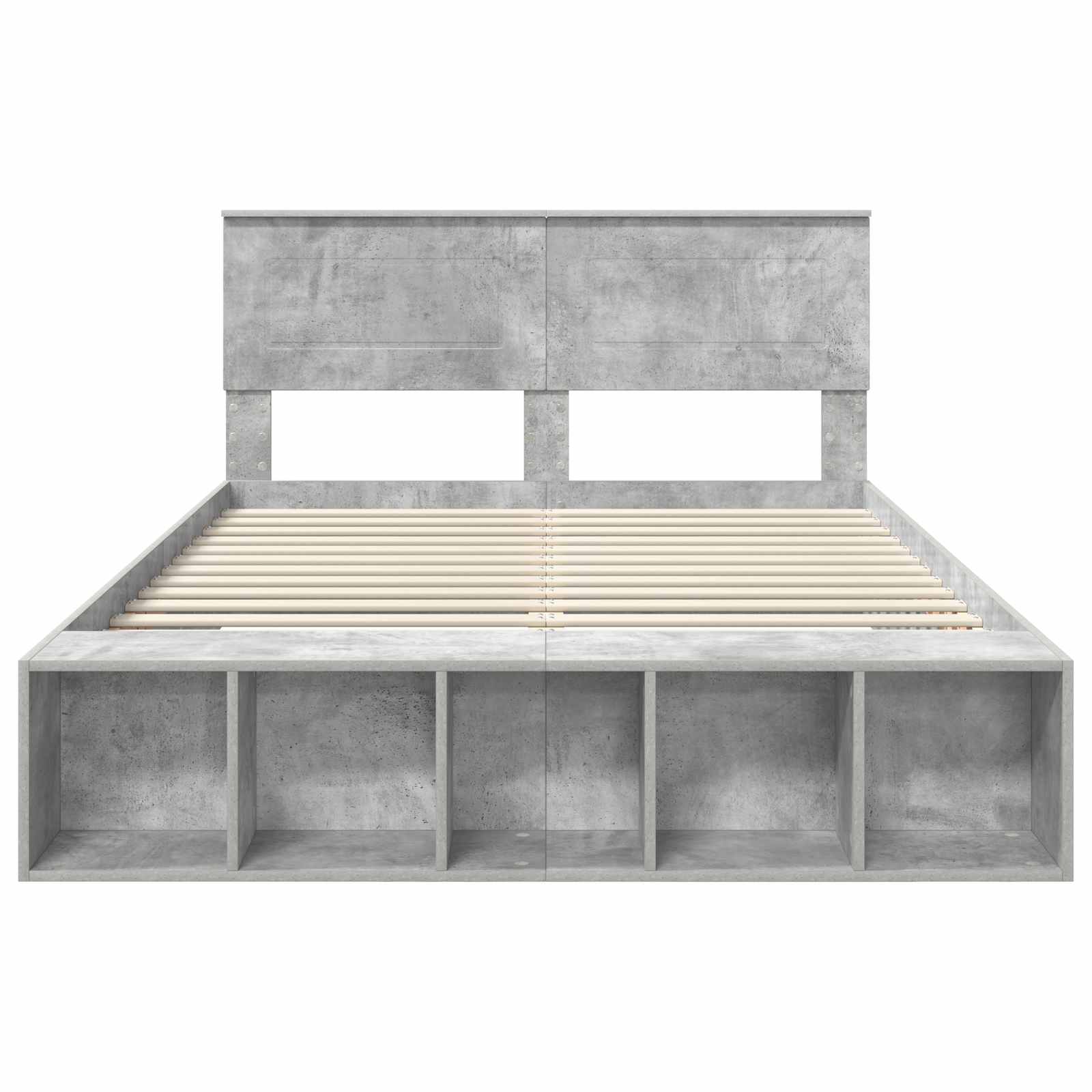 Krevetna konstrukcija s policom Betonski sivi 150 x 200 cm