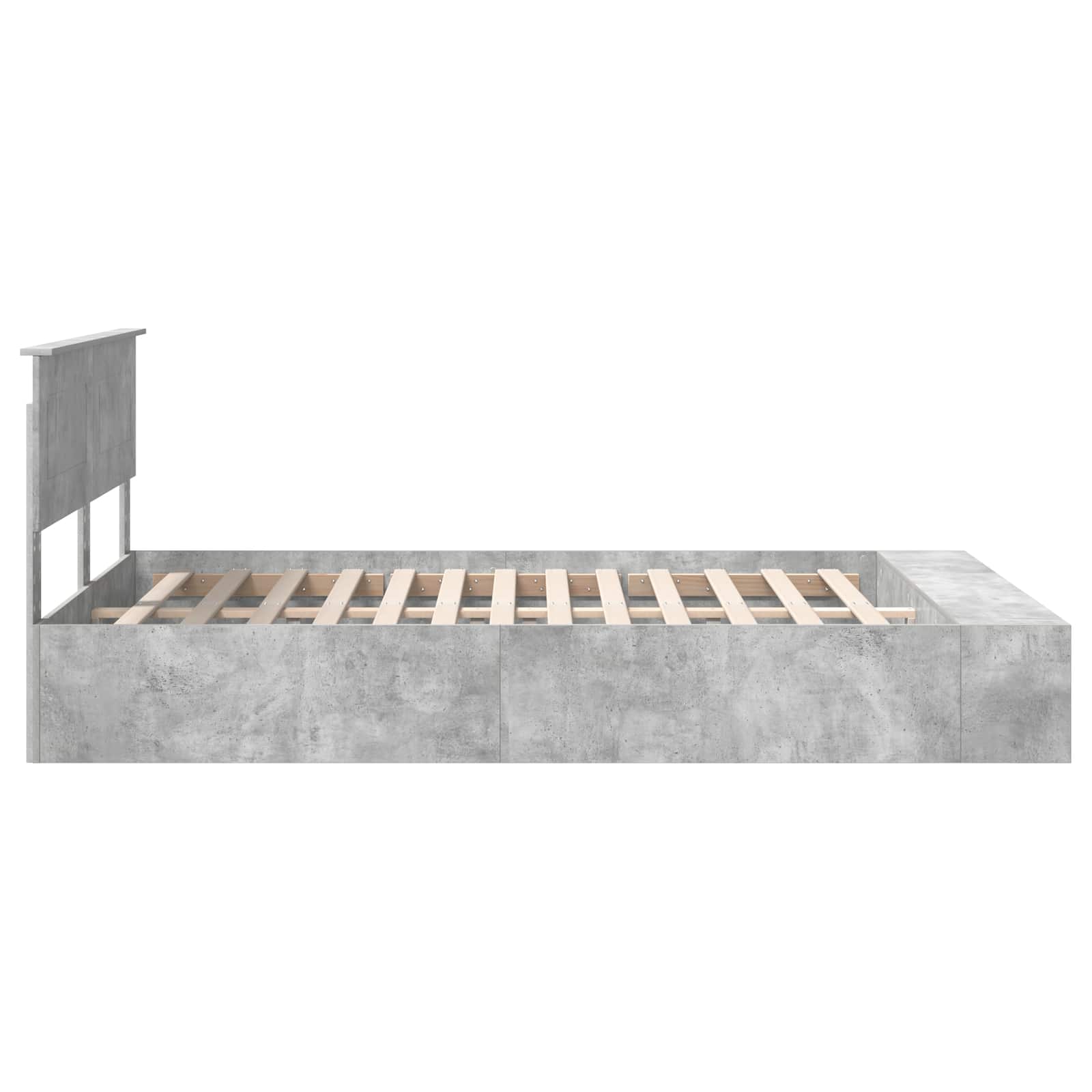 Krevetna konstrukcija s policom Betonski sivi 150 x 200 cm