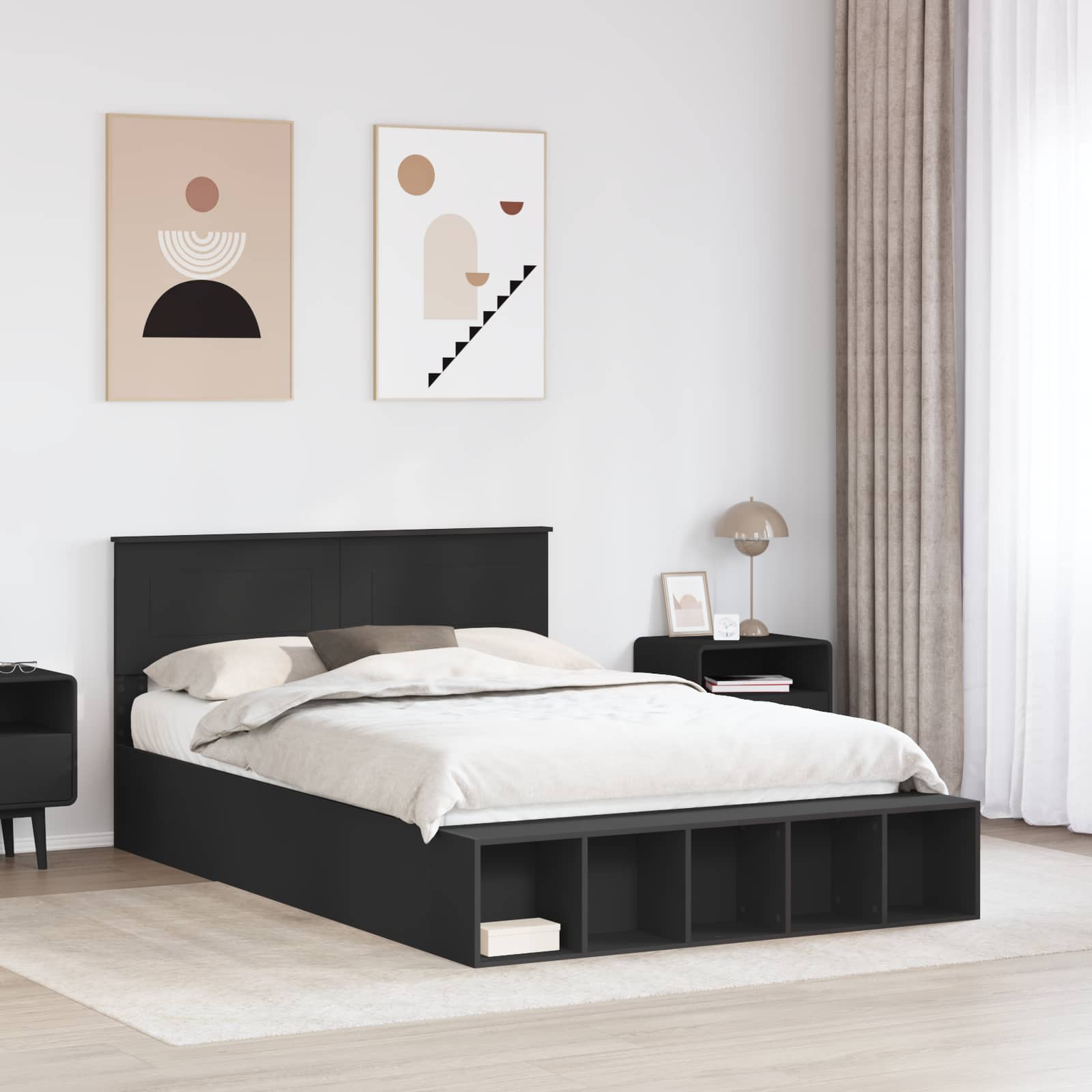 Krevetna konstrukcija Crna 140 x 200 cm Konstruirano drvo