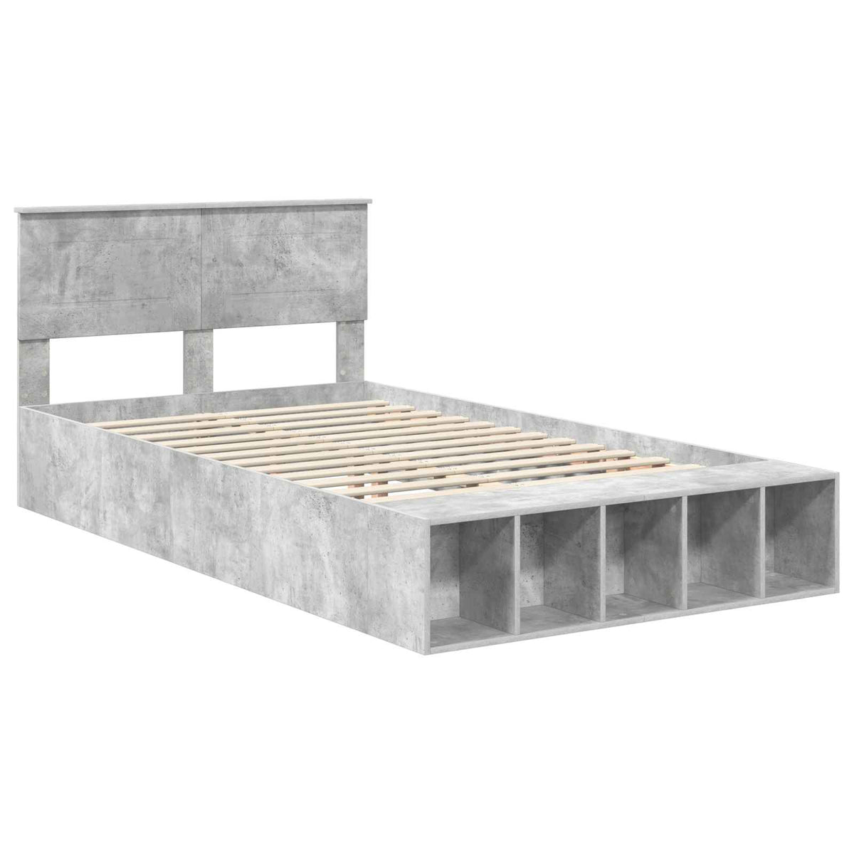 Krevetna konstrukcija s policom Betonski sivi 120 x 190 cm