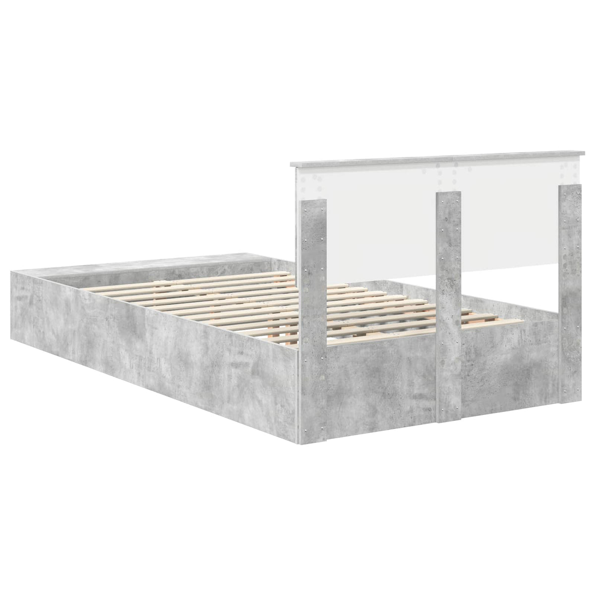 Krevetna konstrukcija s policom Betonski sivi 120 x 190 cm
