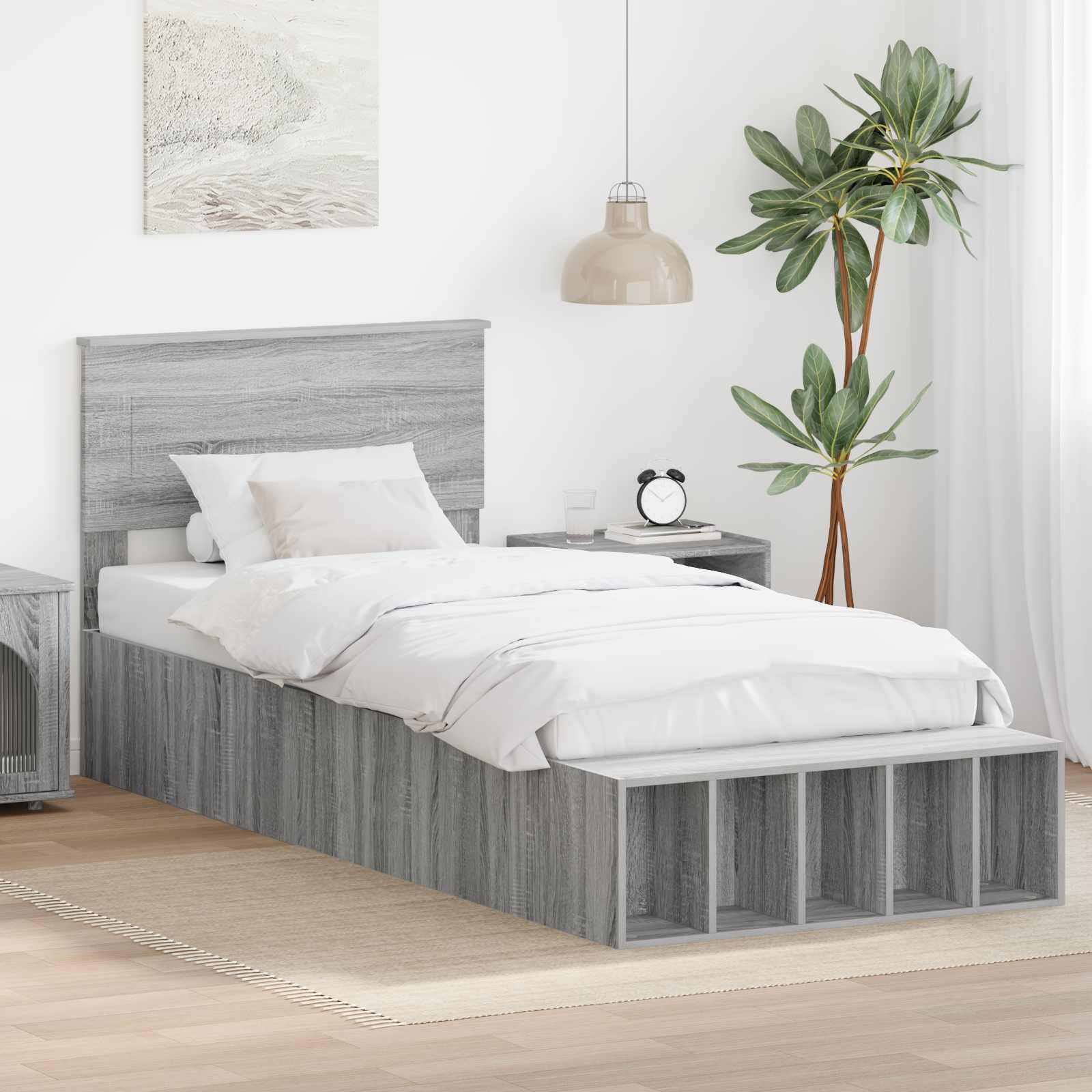 Krevetna konstrukcija Siva Sonoma 75 x 190 cm Konstruirano drvo