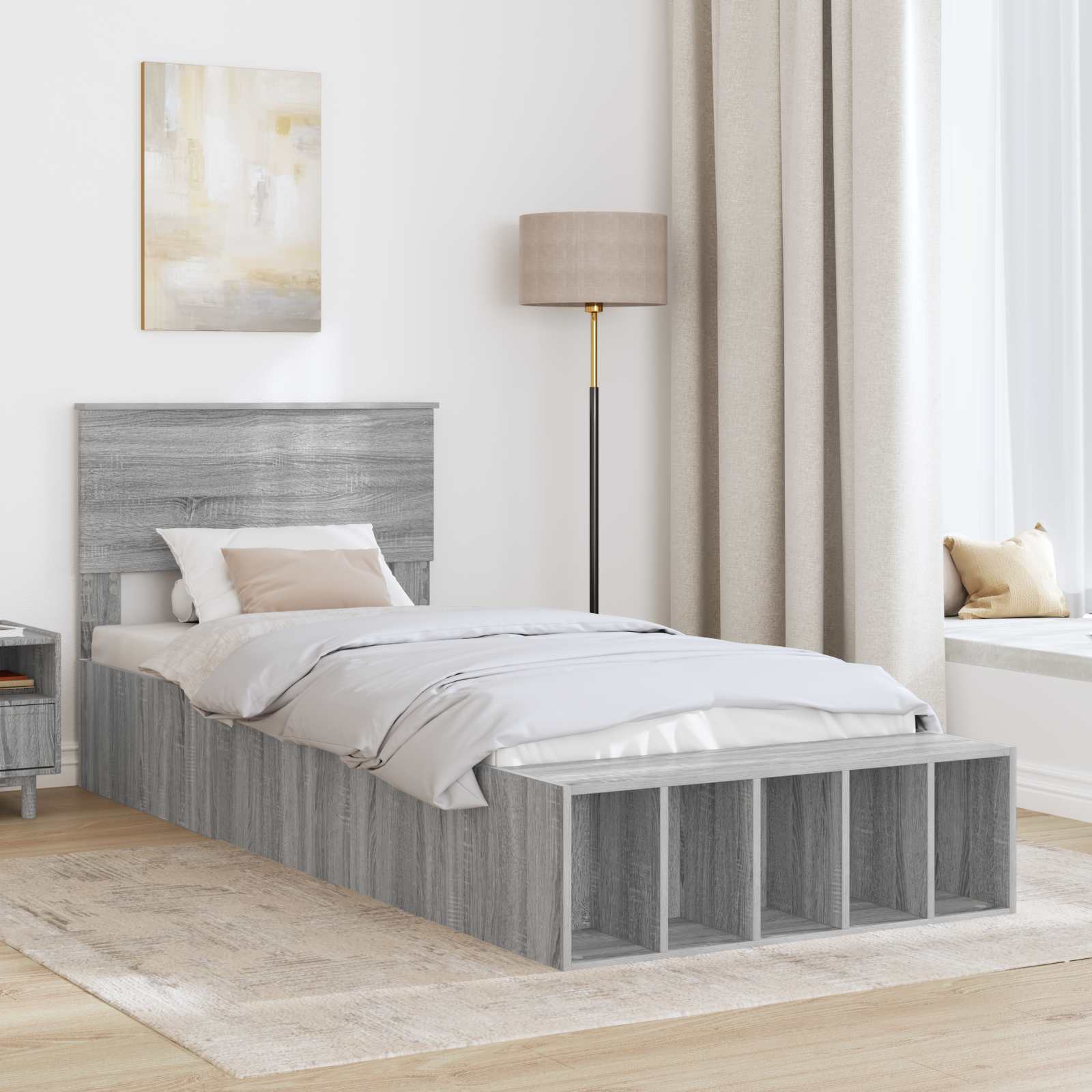 Krevetna konstrukcija Siva Sonoma 75 x 190 cm Konstruirano drvo