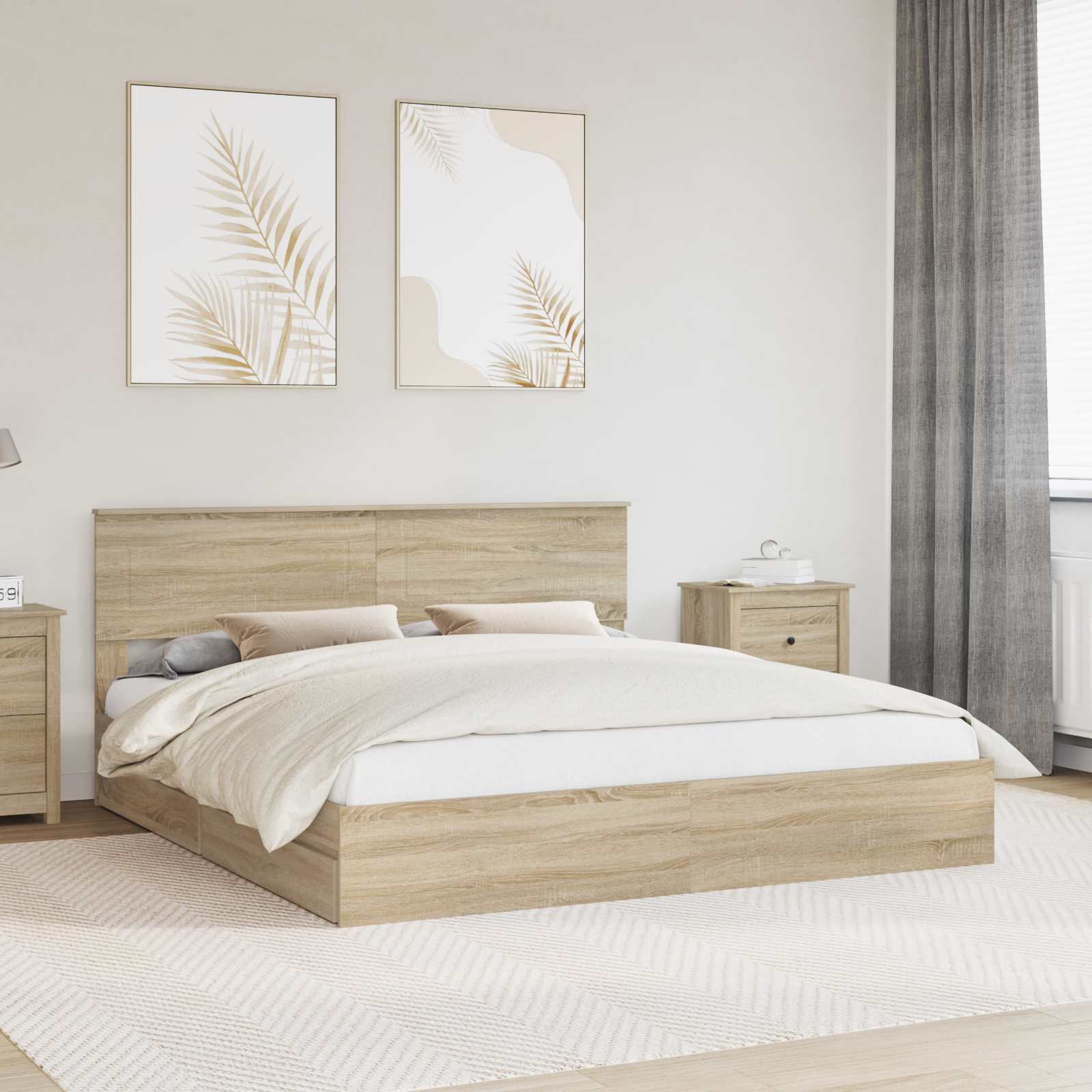 Krevet s od storage Sonoma hrast 180 x 200 cm Konstruirano drvo