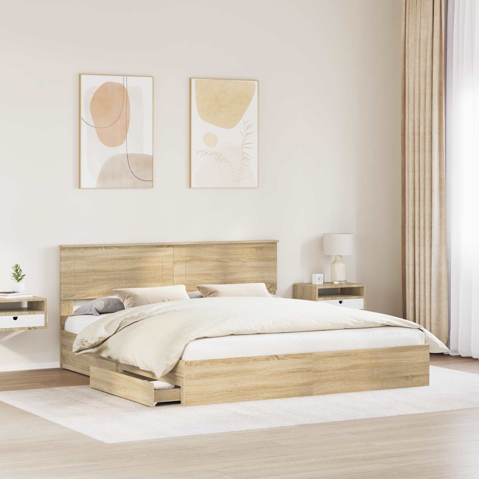Krevet s od storage Sonoma hrast 180 x 200 cm Konstruirano drvo