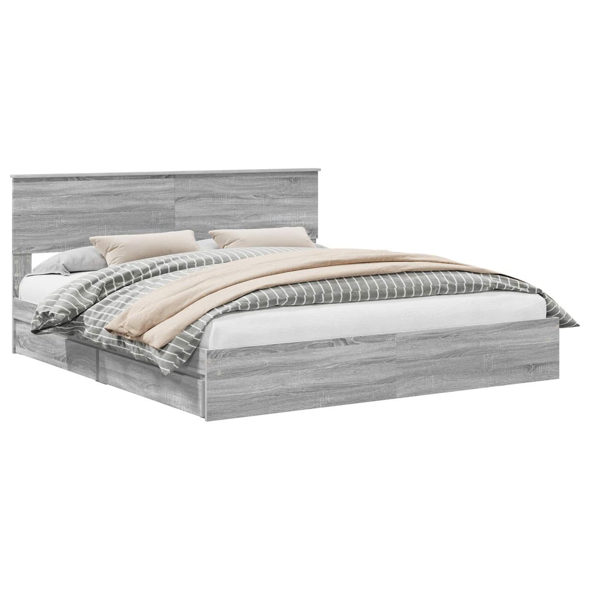 Krevet s od storage Siva Sonoma 180 x 200 cm Konstruirano drvo