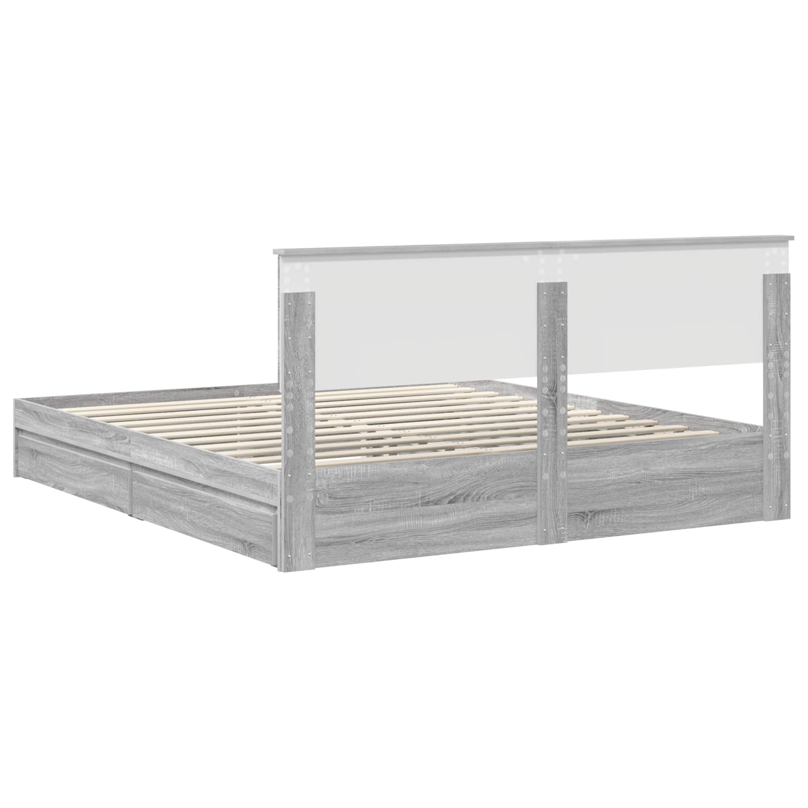 Krevet s od storage Siva Sonoma 180 x 200 cm Konstruirano drvo