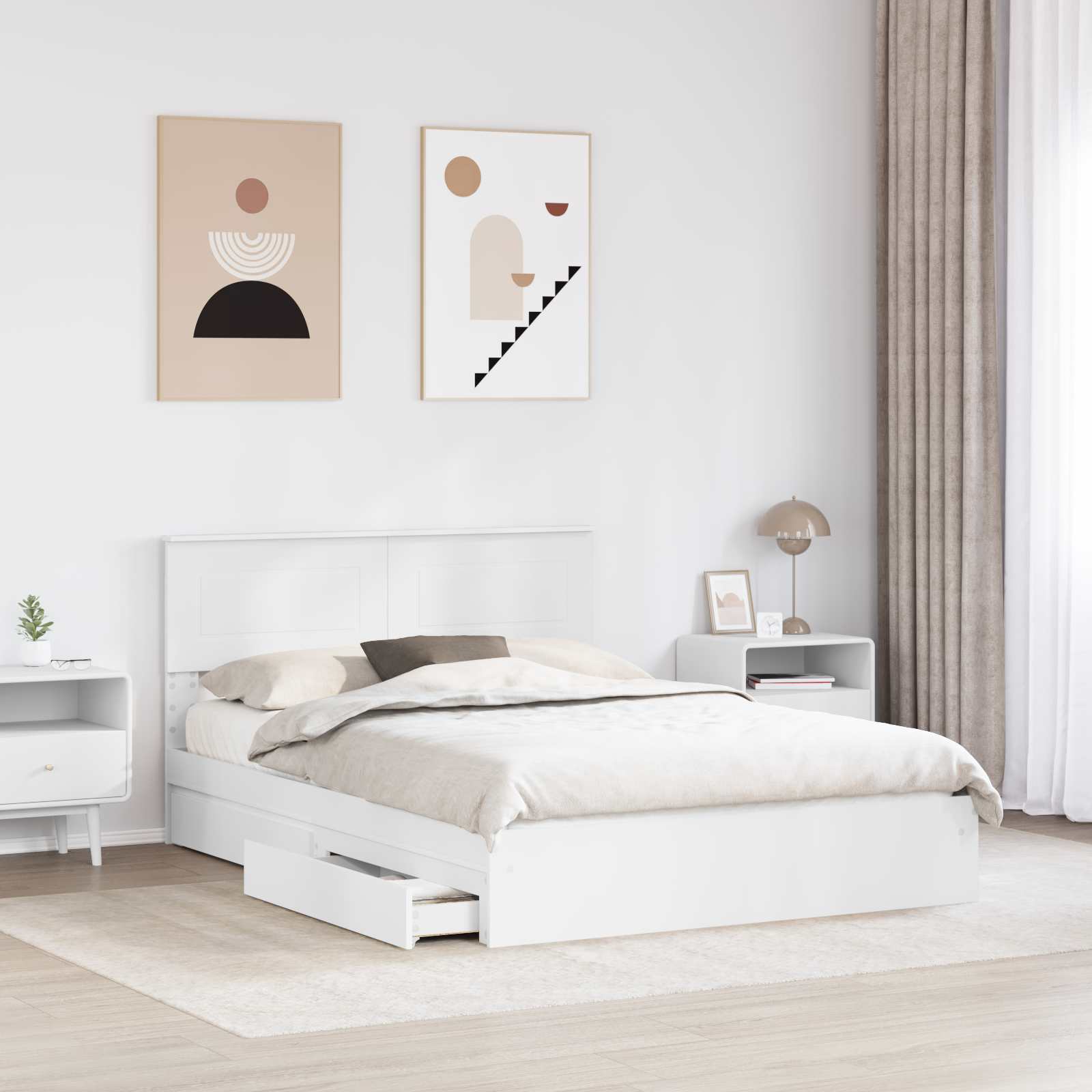 Krevet s od storage Bijelo 160 x 200 cm Konstruirano drvo