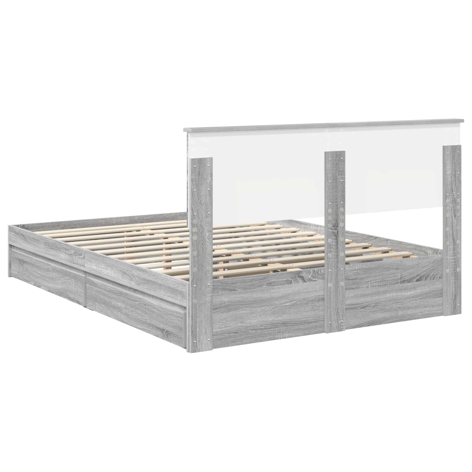Krevet s od storage Siva Sonoma 160 x 200 cm Konstruirano drvo