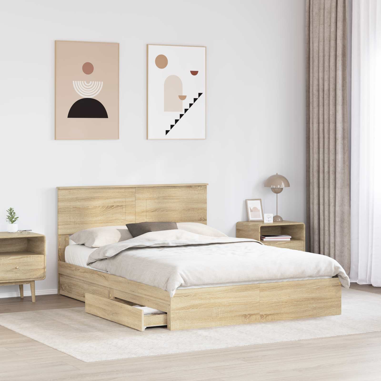 Krevet s od storage Sonoma hrast 140 x 200 cm Konstruirano drvo