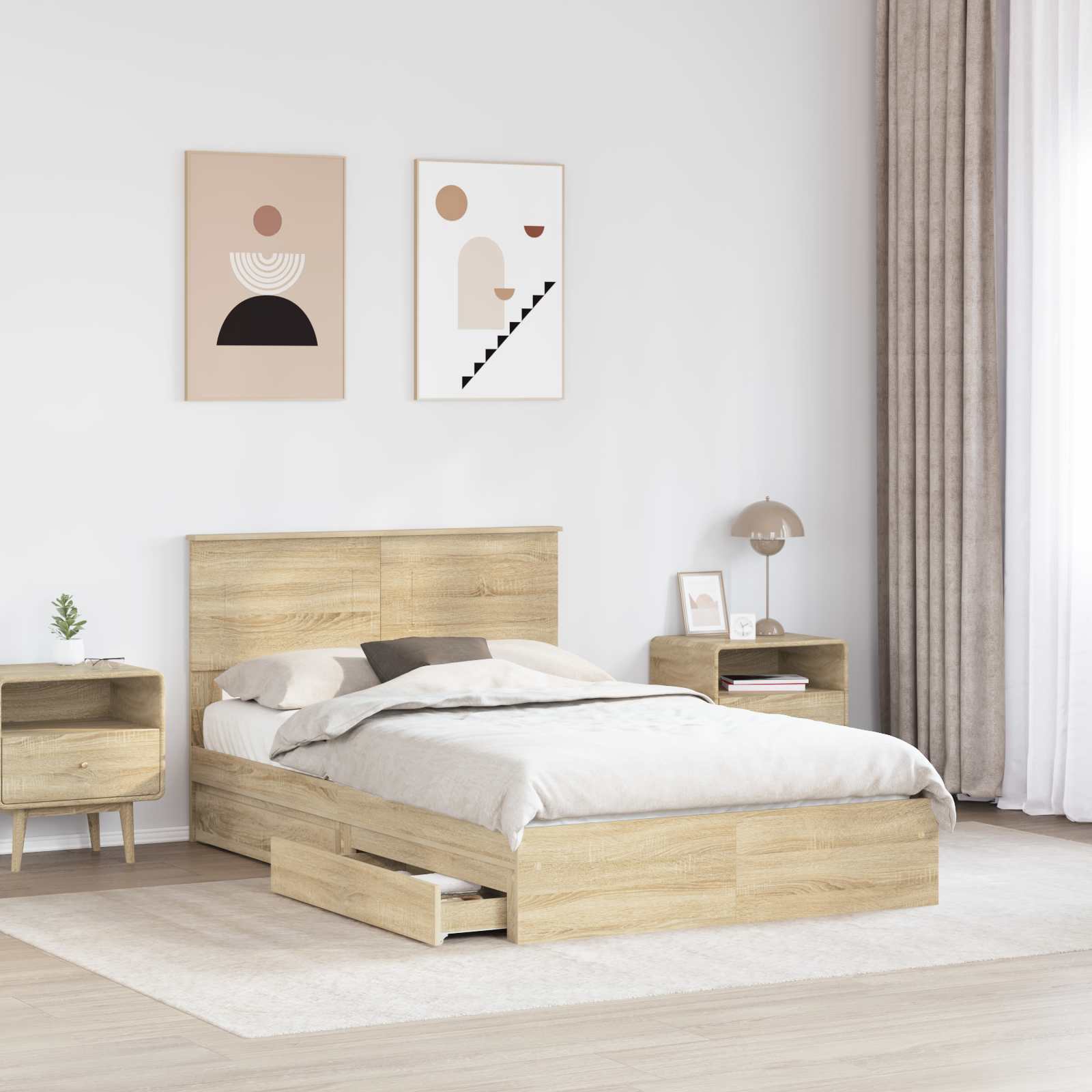 Krevet s od storage Sonoma hrast 135 x 190 cm Konstruirano drvo
